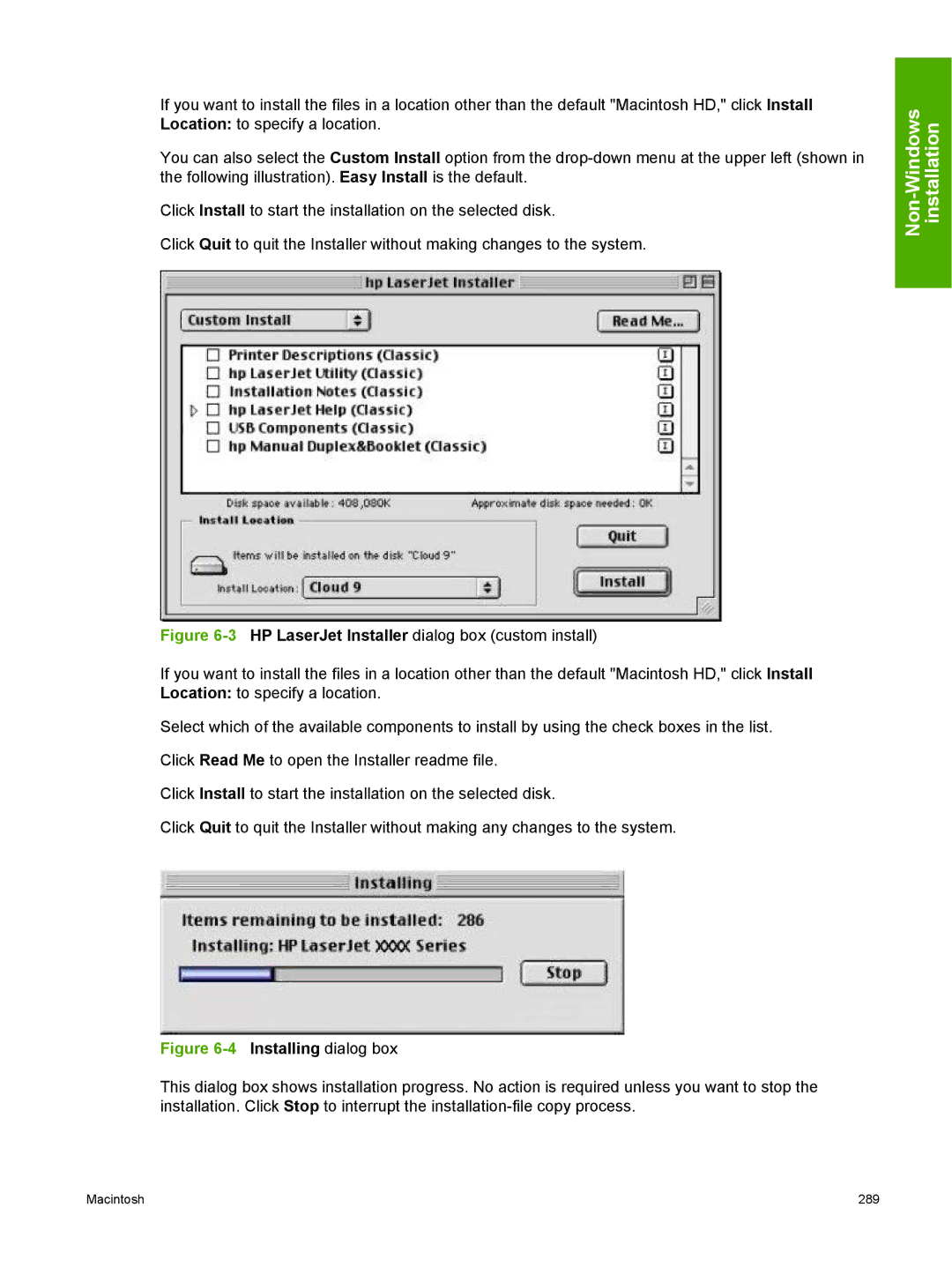 HP 2410 manual Installing dialog box 