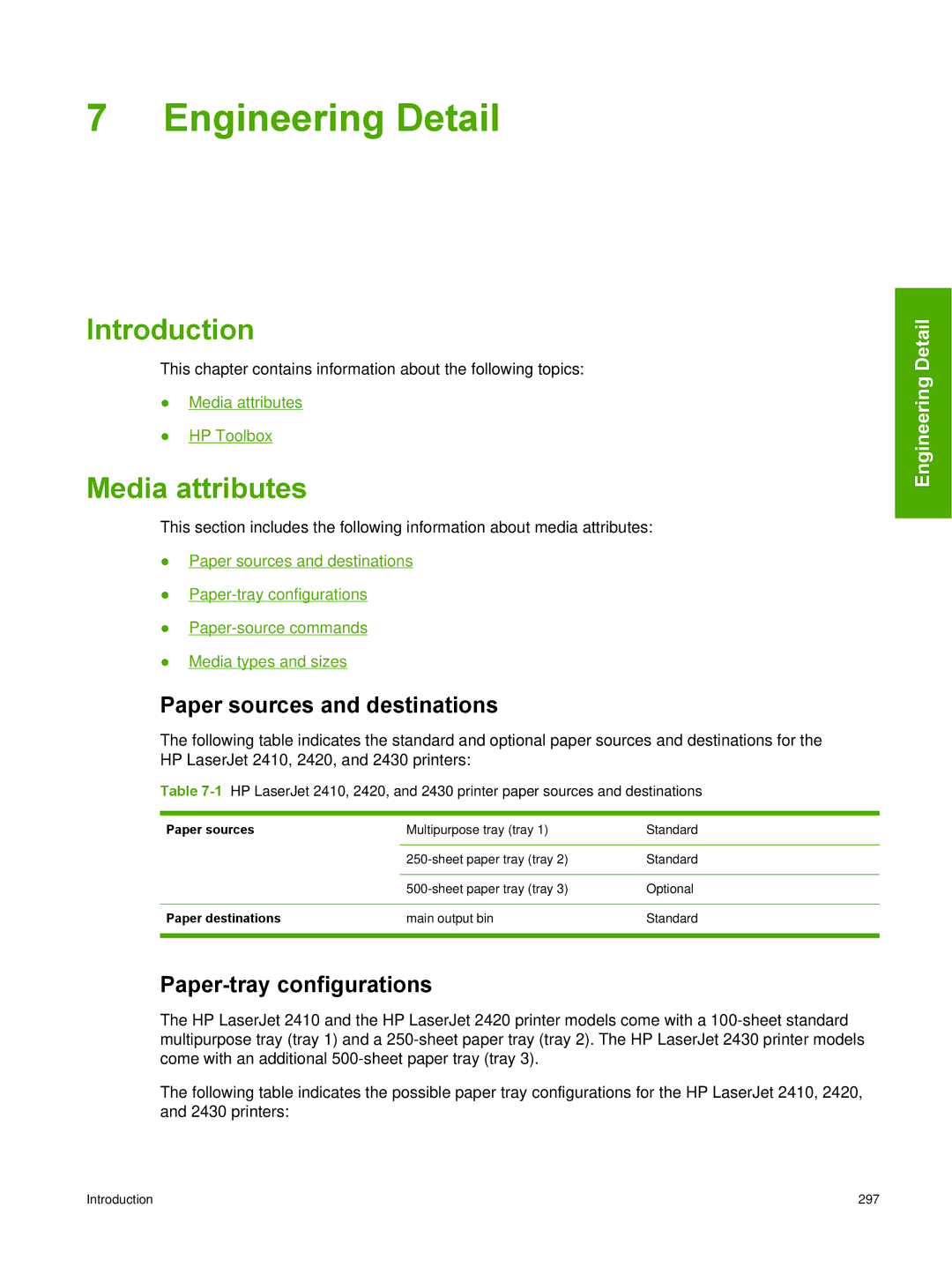 HP 2410 manual Paper sources and destinations, Paper-tray configurations 