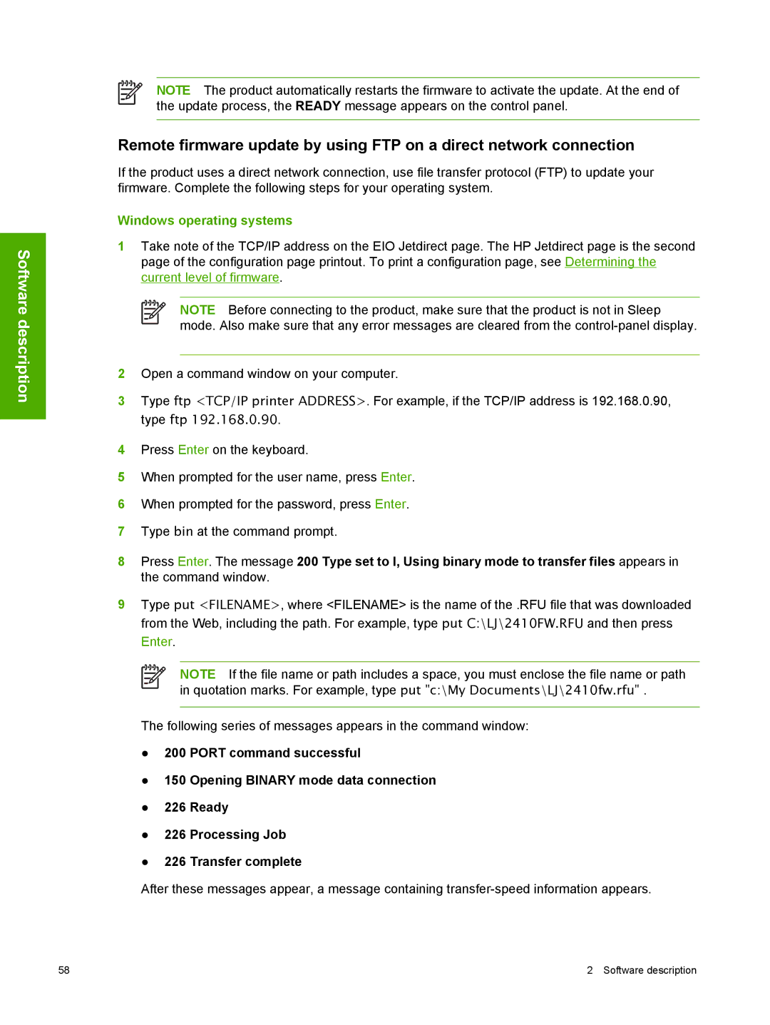 HP 2410 manual Windows operating systems 