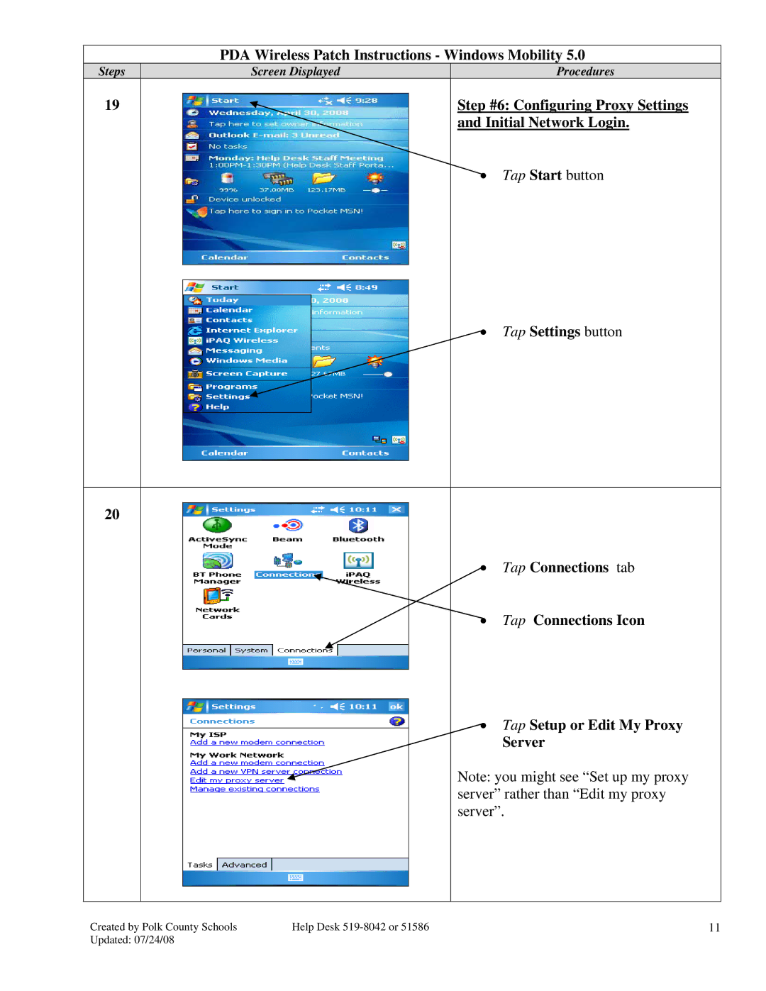 HP 2490 manual Step #6 Configuring Proxy Settings and Initial Network Login 