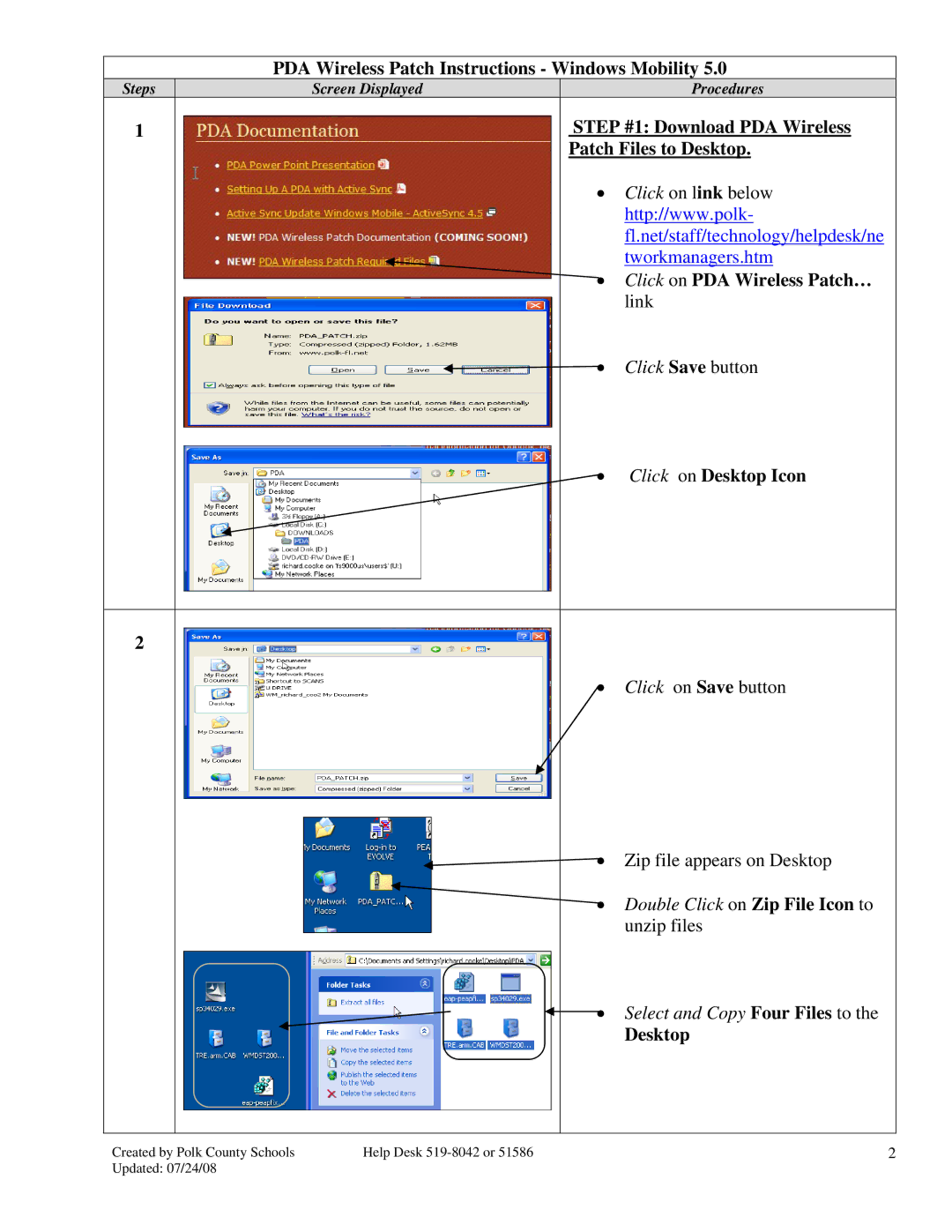 HP 2490 manual PDA Wireless Patch Instructions Windows Mobility, Click on Desktop Icon 