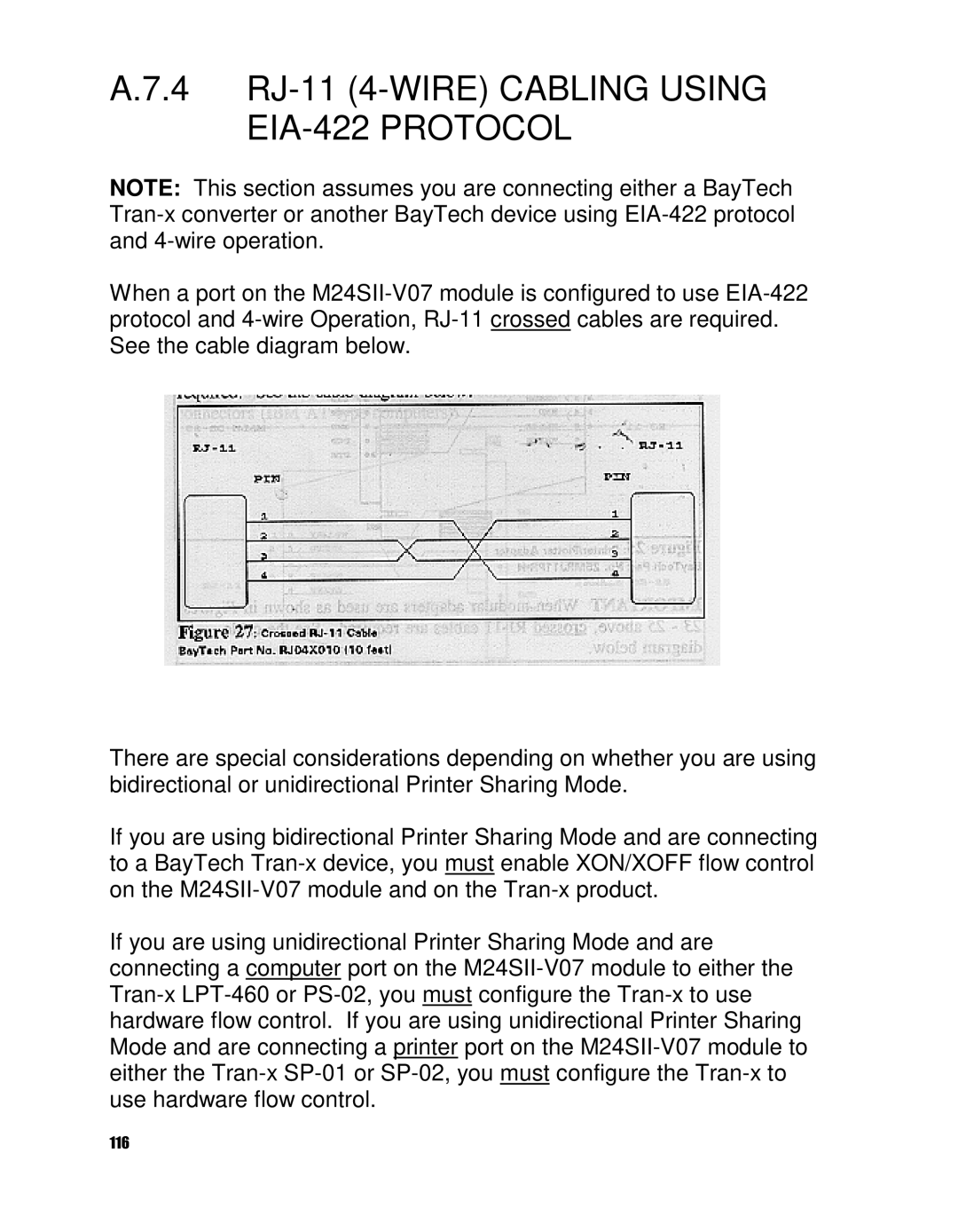 HP 24SII manual 4 RJ-11 4-WIRE Cabling Using EIA-422 Protocol 