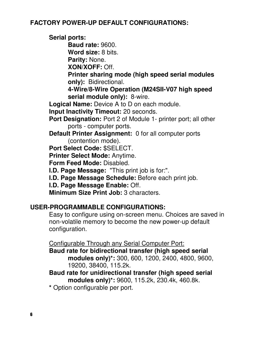 HP 24SII manual Factory POWER-UP Default Configurations 