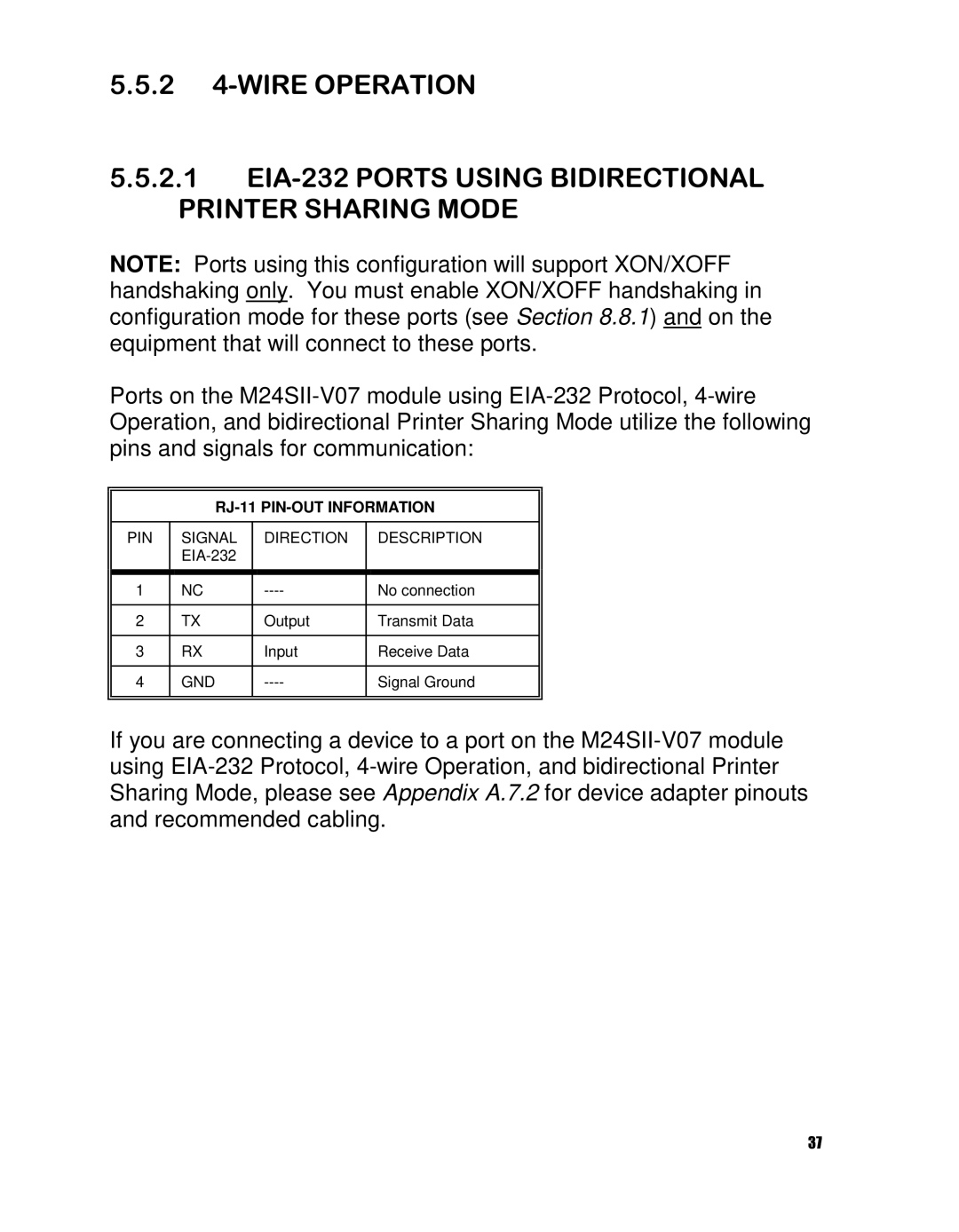 HP 24SII manual RJ-11 PIN-OUT Information 