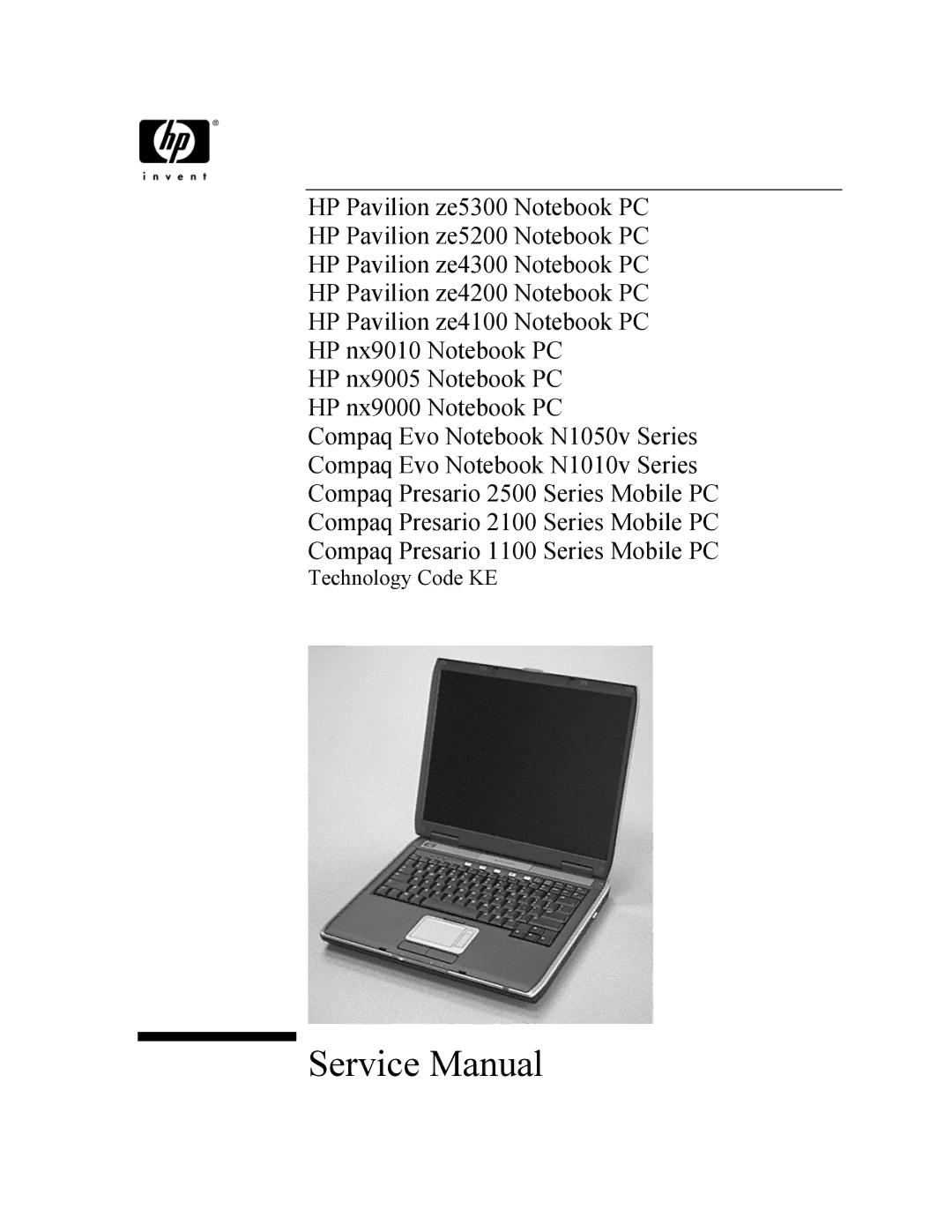 HP 1100, 2500, 2100 manual Technology Code KE 