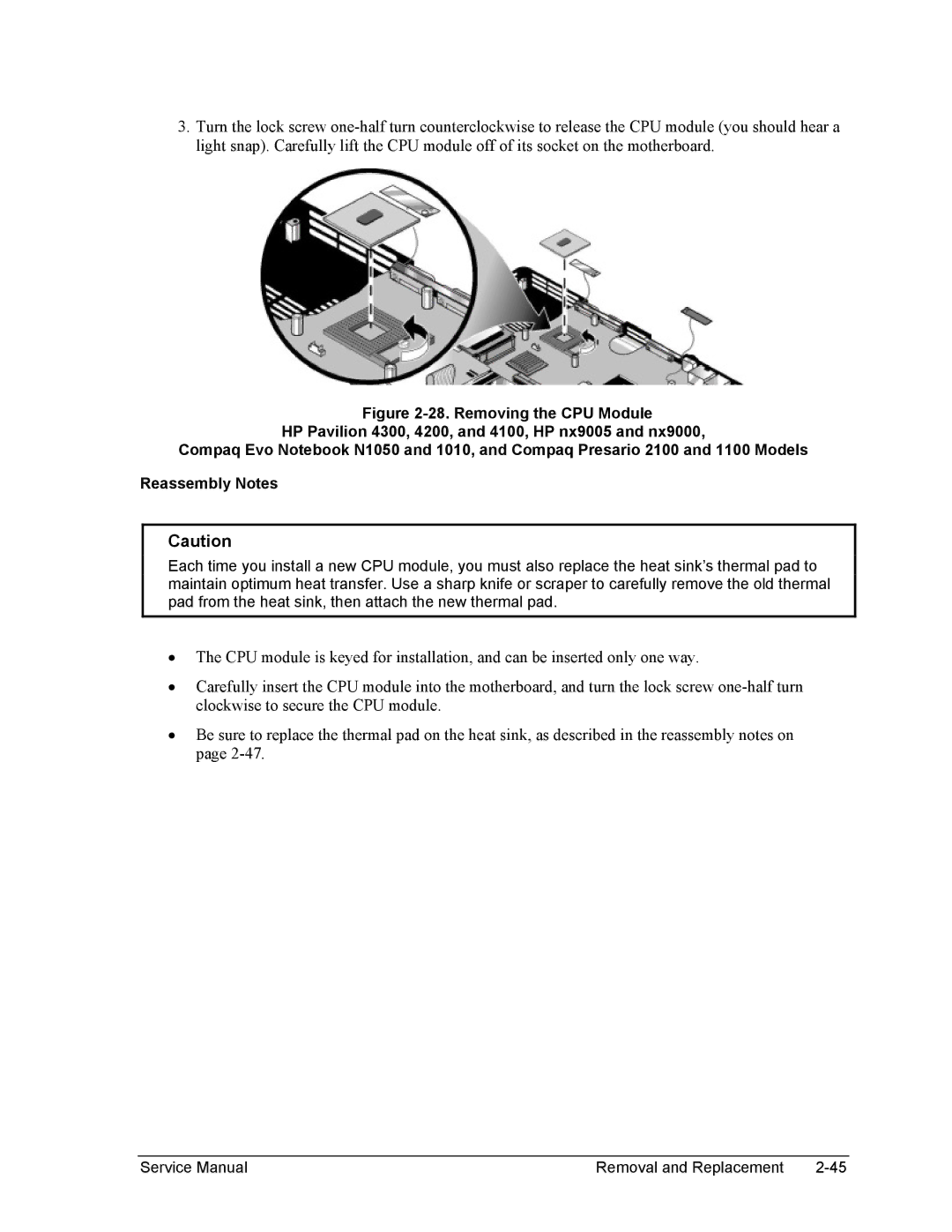 HP 2100, 2500, 1100 manual Removal and Replacement 