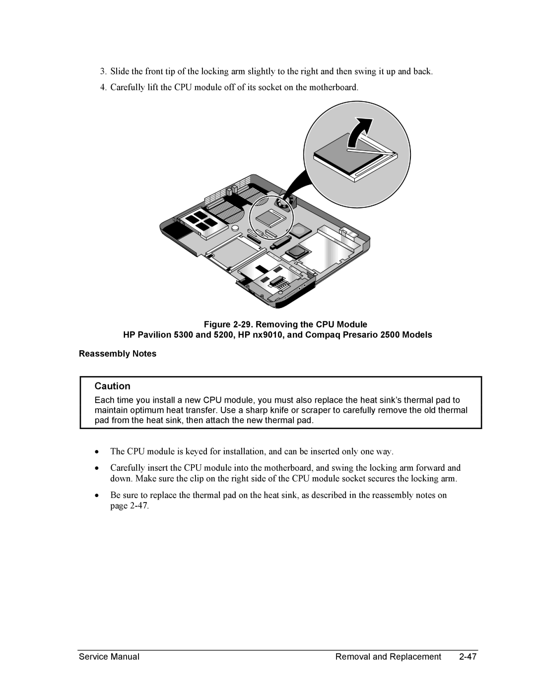 HP 1100, 2500, 2100 manual Removal and Replacement 