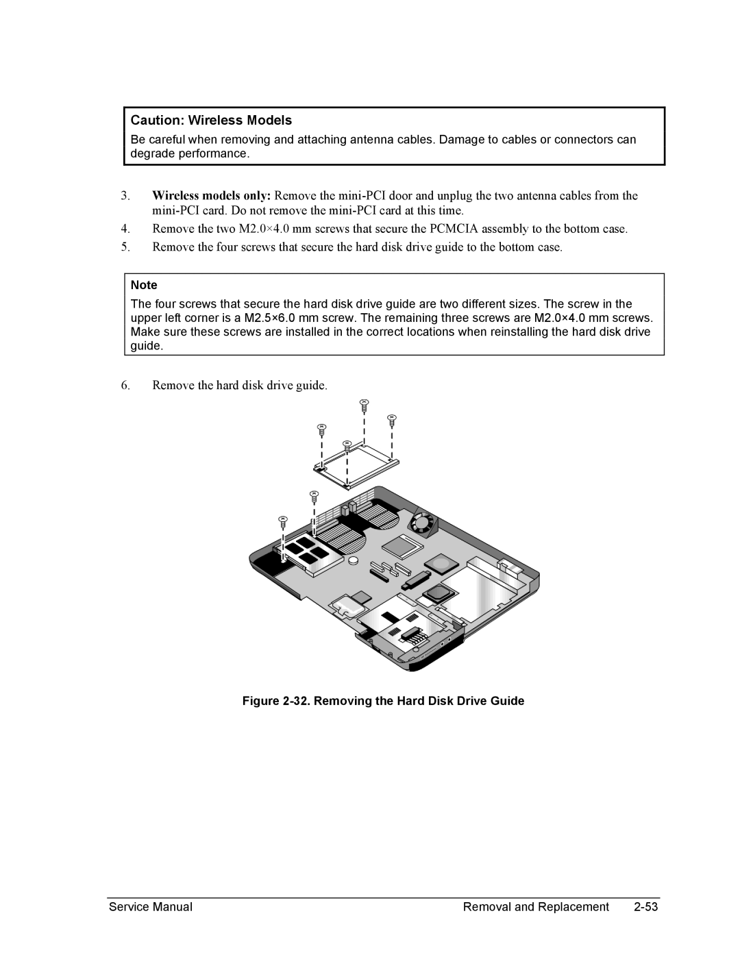 HP 1100, 2500, 2100 manual Remove the hard disk drive guide 