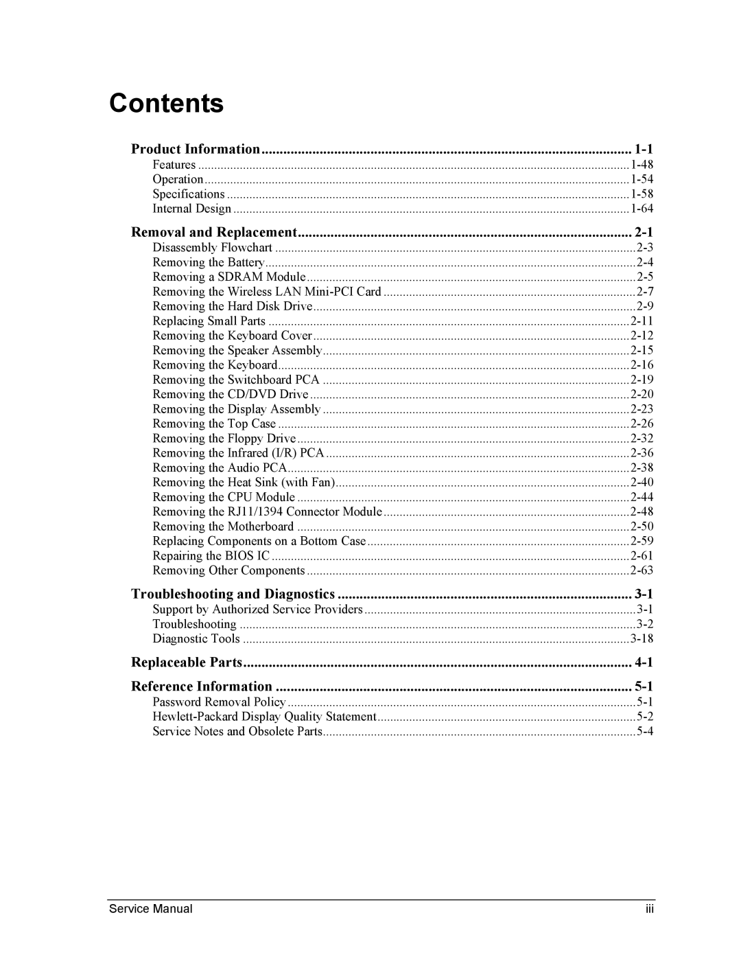 HP 2500, 1100, 2100 manual Contents 