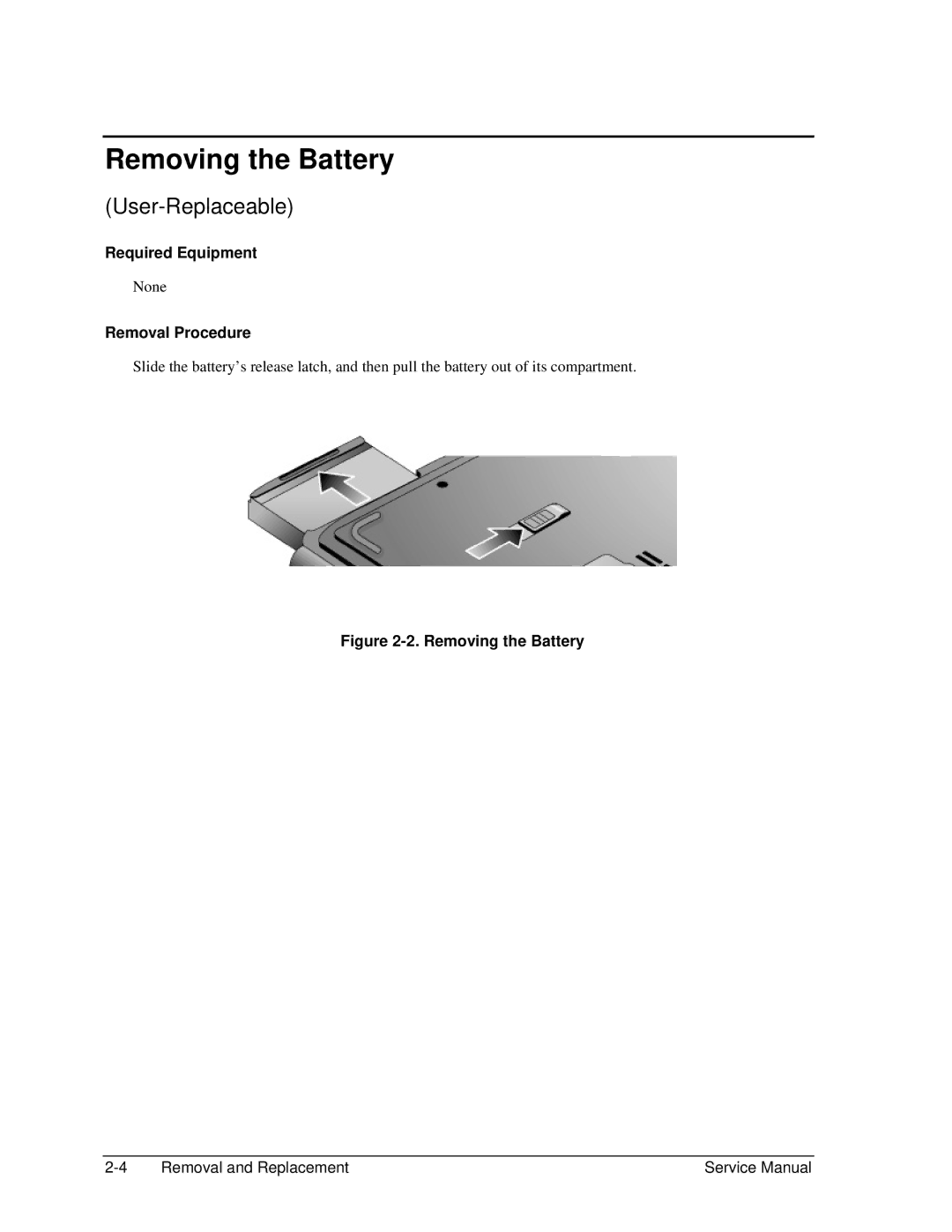 HP 2162AF, 2500, 2183AF, 2182US, 2182AT, 2182AF, 2180EA, 2180AF, 2180CA, 2179AF, 2178EA Removing the Battery, Removal Procedure 