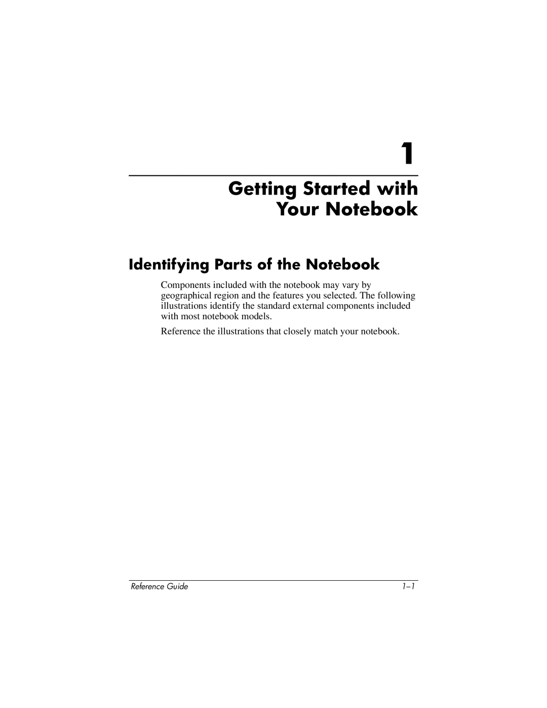 HP 2112EA, 2500, 2185AF, 2158, 2505EA, 2510AP, 2508EA Getting Started with Your Notebook, Identifying Parts of the Notebook 