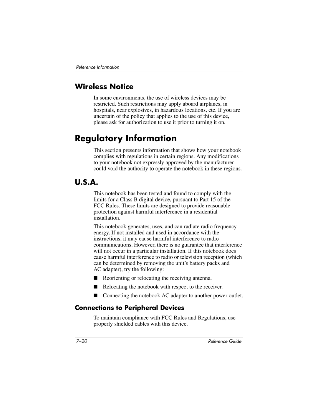 HP 2112AP, 2500, 2185AF, 2158, 2505EA, 2510AP manual Regulatory Information, Wireless Notice, Connections to Peripheral Devices 