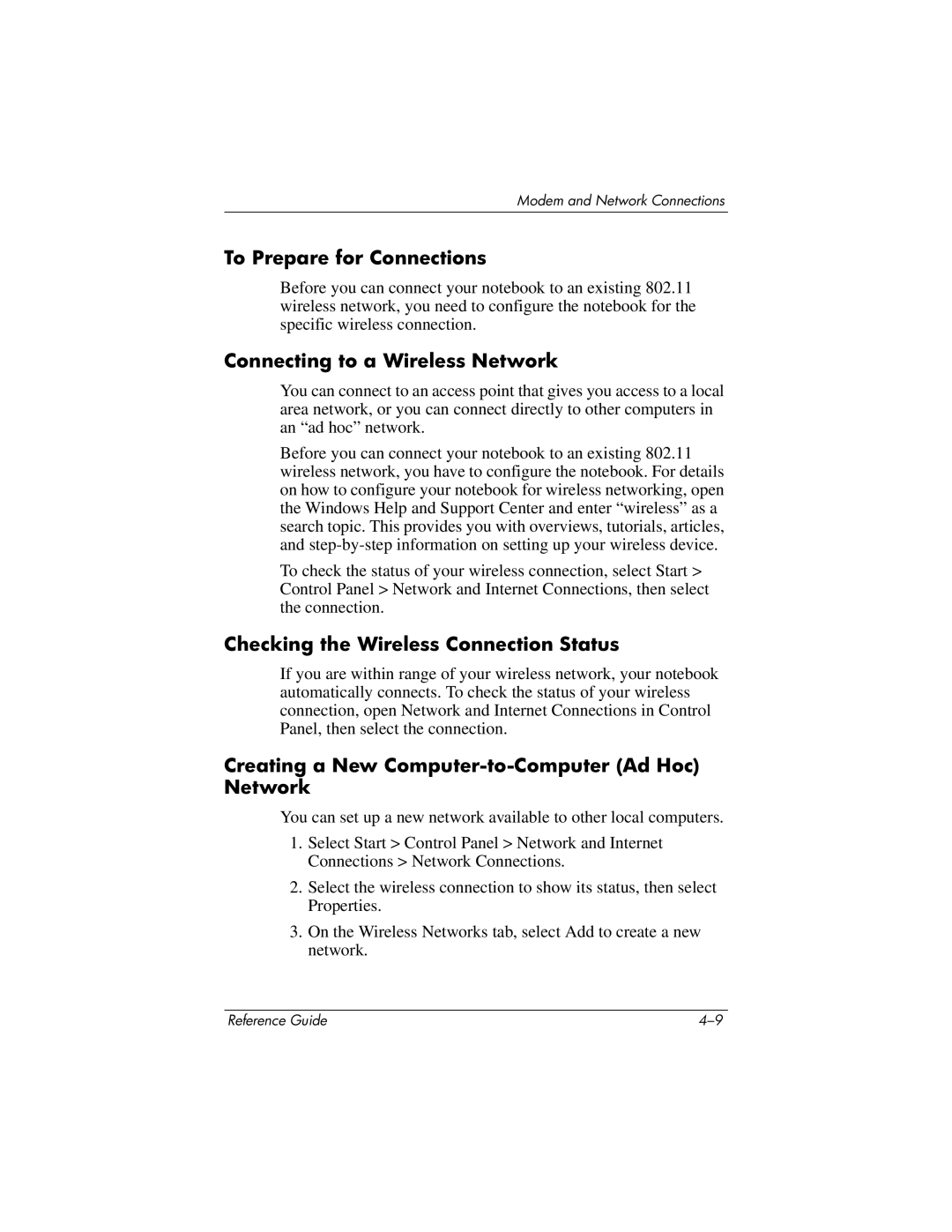 HP 2132AC, 2500, 2158 To Prepare for Connections, Connecting to a Wireless Network, Checking the Wireless Connection Status 