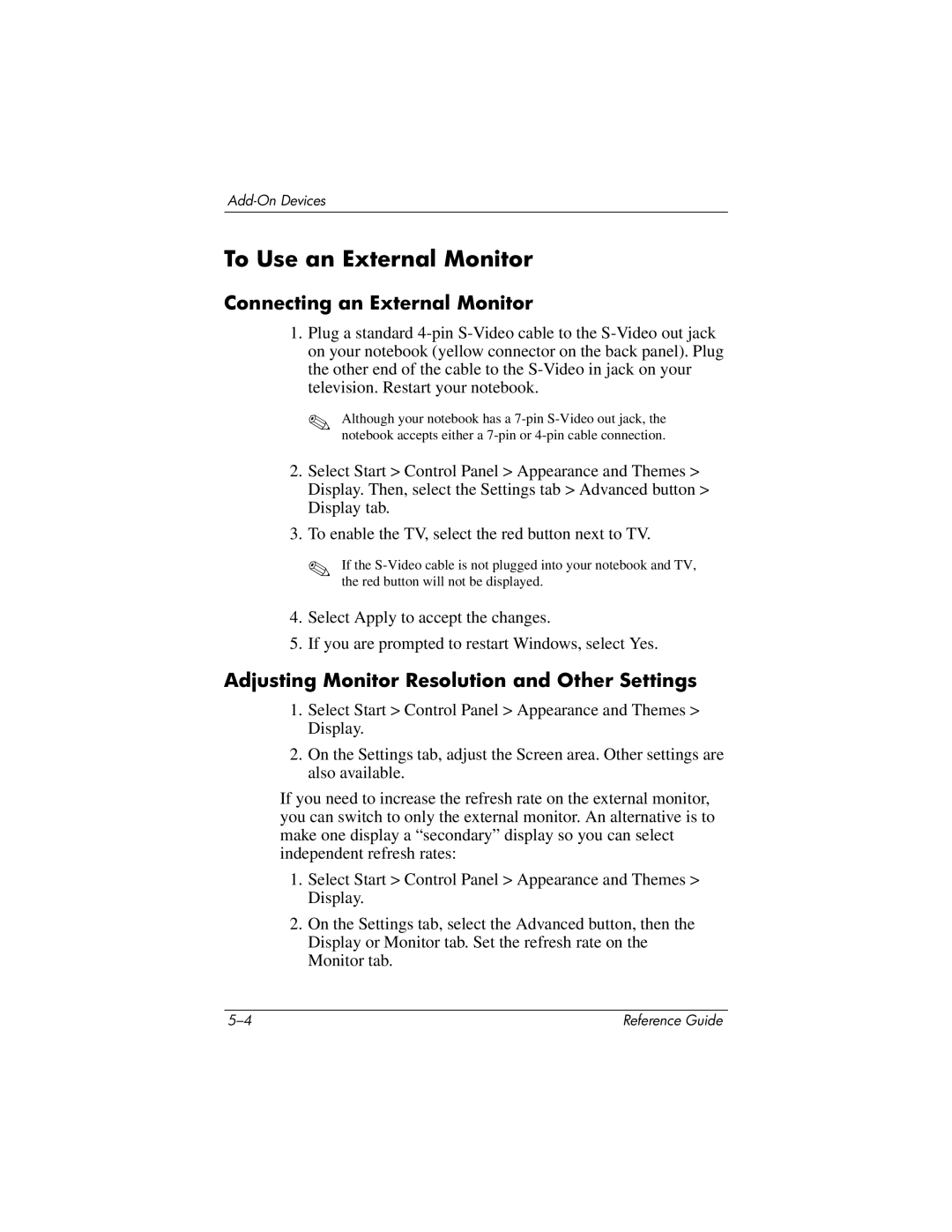 HP 2135AC To Use an External Monitor, Connecting an External Monitor, Adjusting Monitor Resolution and Other Settings 