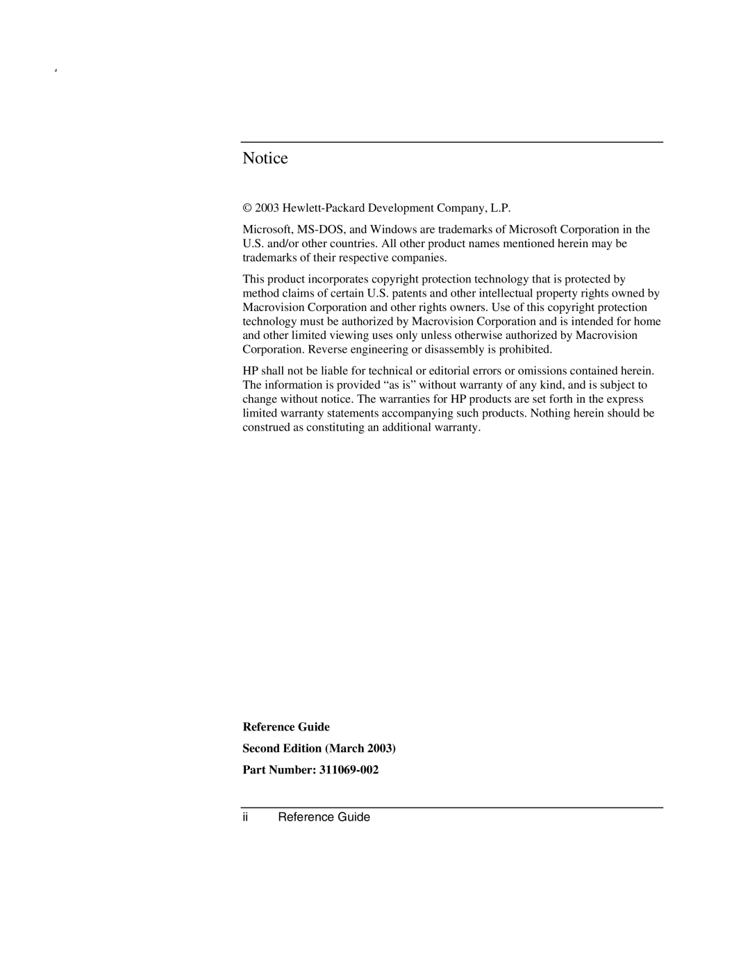 HP 2183AF, 2500, 2186AF, 2182US, 2182AT, 2182AF, 2181AF, 2180EA, 2180AF, 2180CA Reference Guide Second Edition March Part Number 