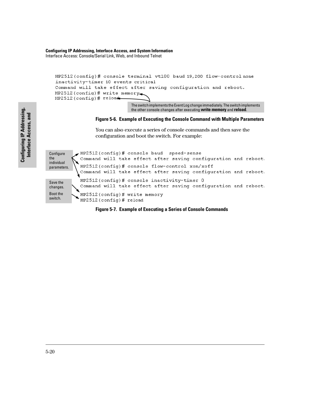 HP 2500 manual Example of Executing a Series of Console Commands, Configuring Interface 