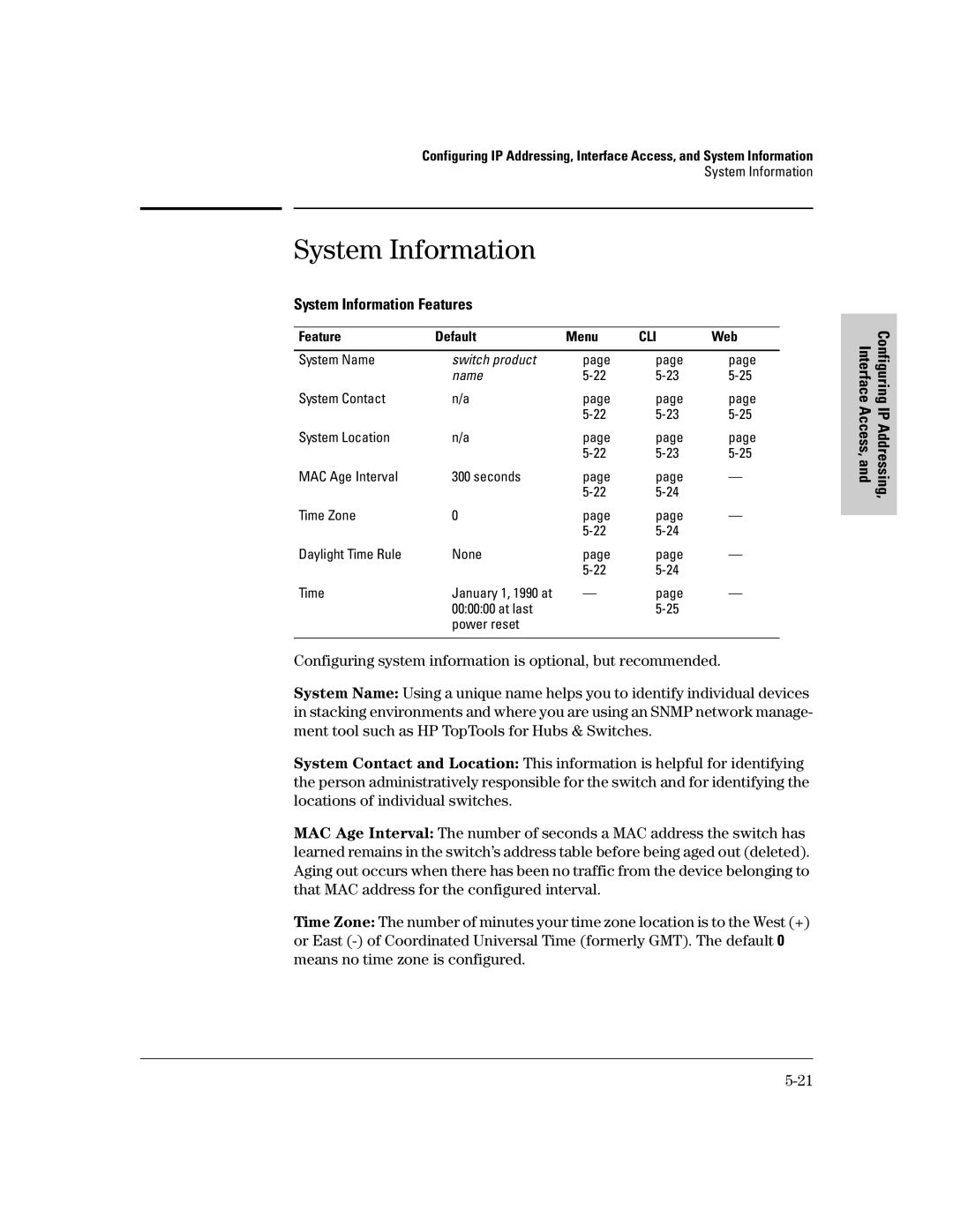 HP 2500 manual System Information Features, System Name, At last Power reset 