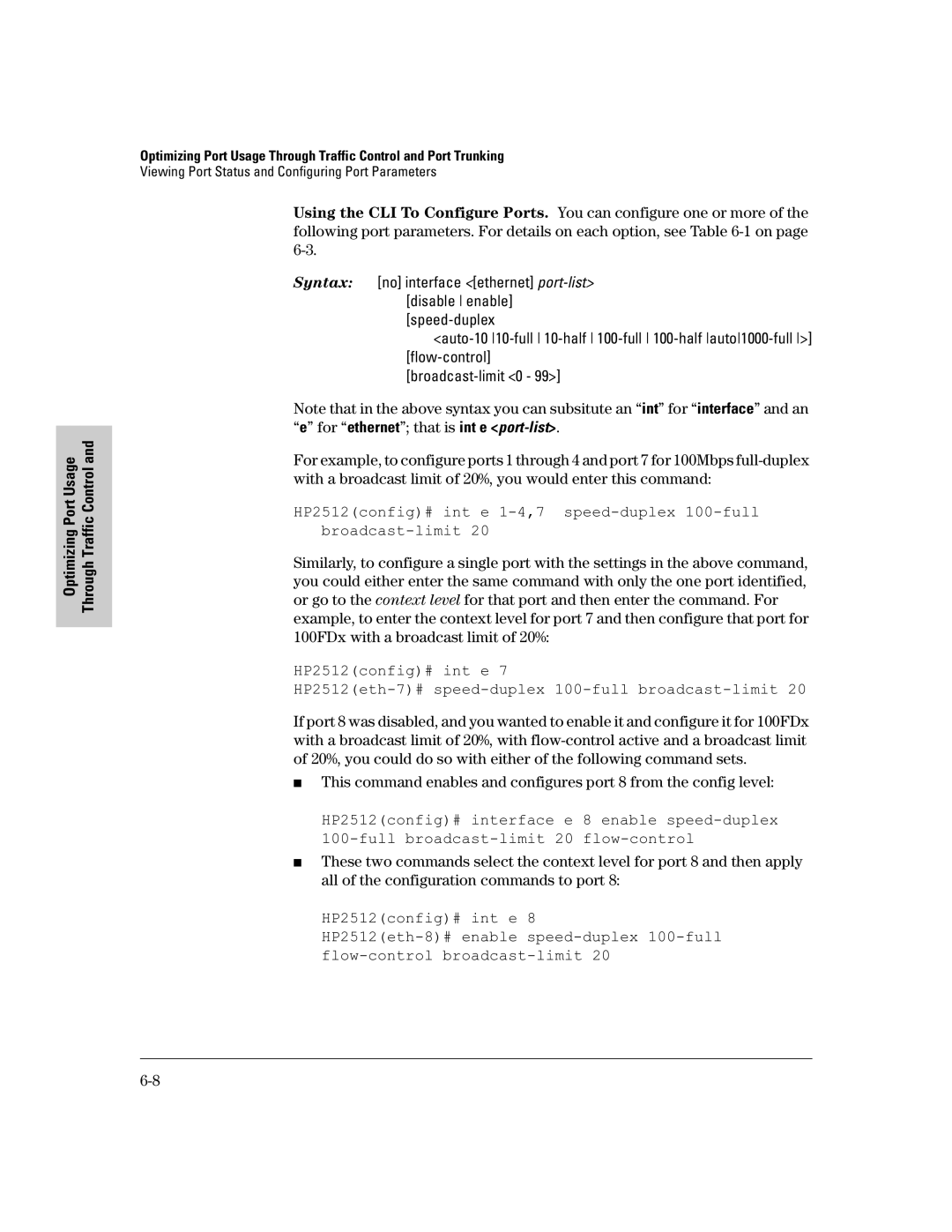 HP 2500 manual Viewing Port Status and Configuring Port Parameters 