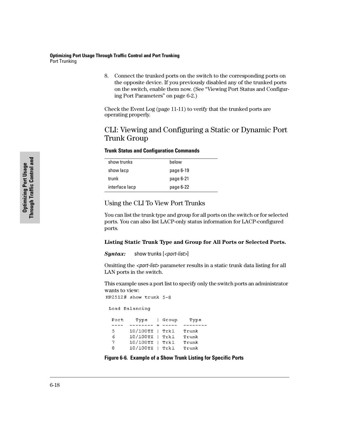 HP 2500 manual Using the CLI To View Port Trunks, Trunk Status and Configuration Commands 