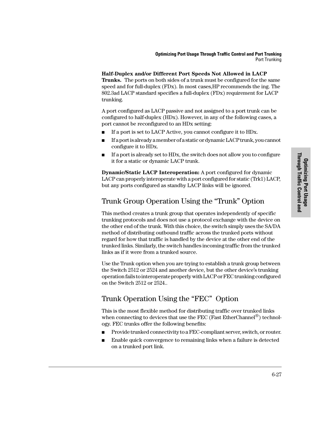 HP 2500 manual Trunk Group Operation Using the Trunk Option, Trunk Operation Using the FEC Option 