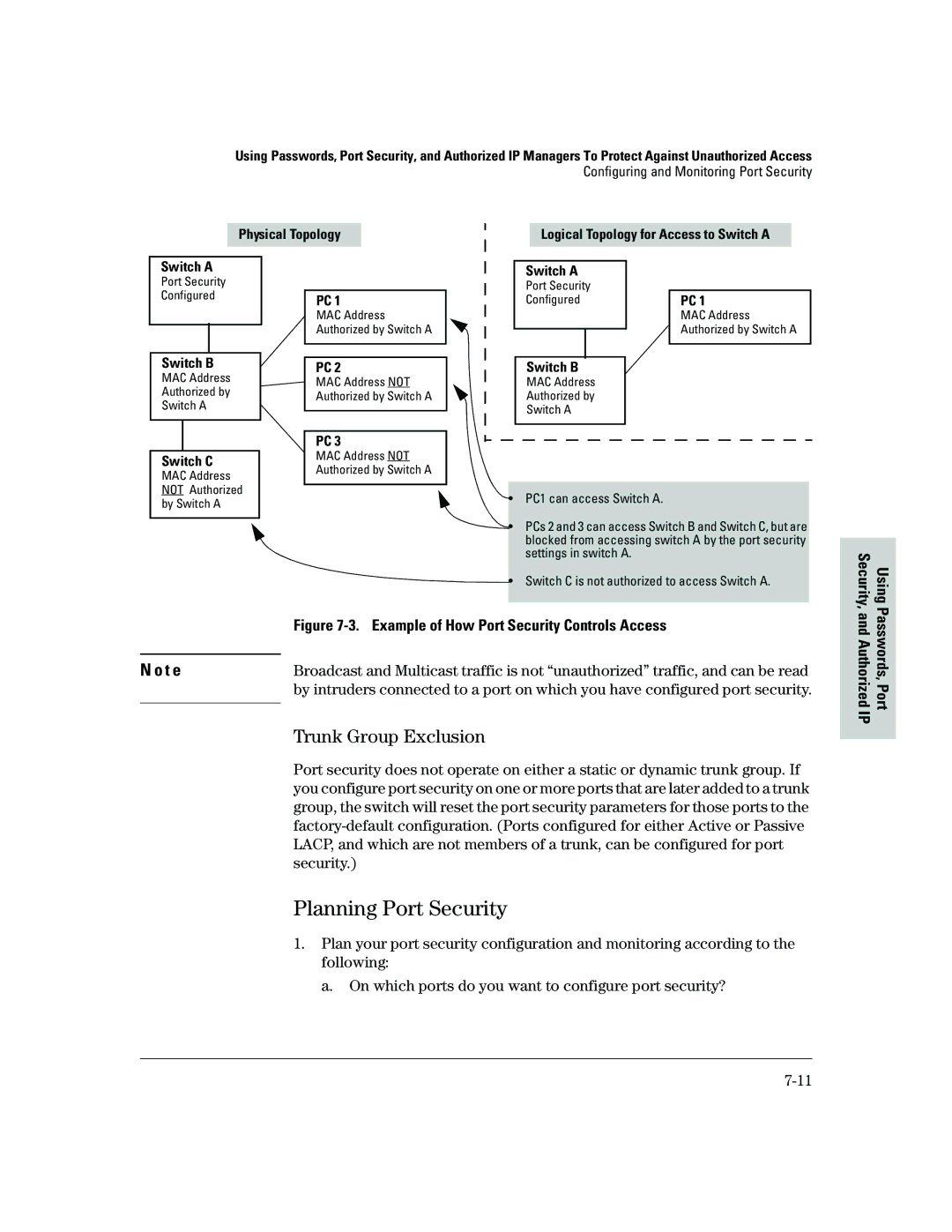 HP 2500 manual Planning Port Security, Trunk Group Exclusion 