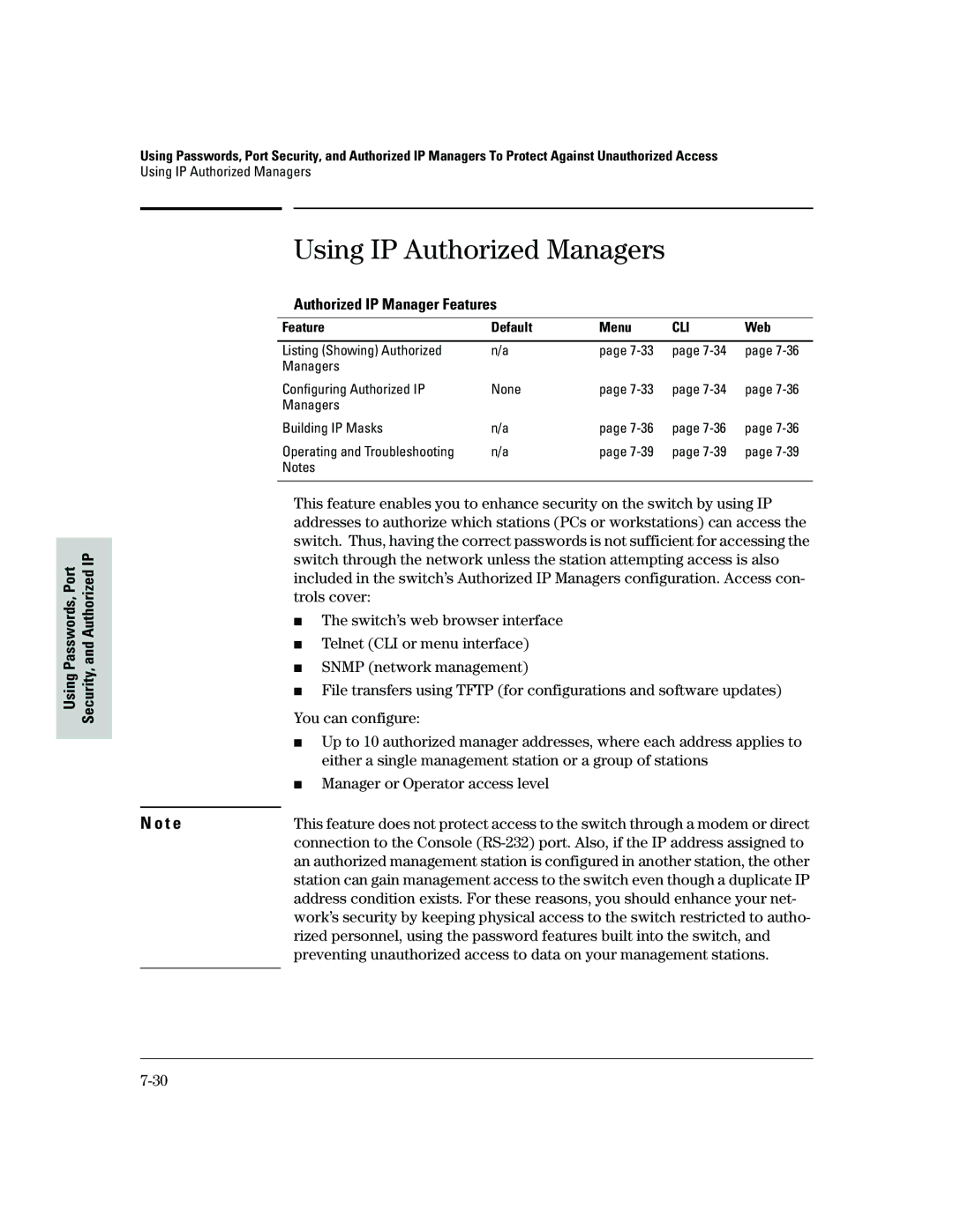 HP 2500 manual Using IP Authorized Managers, Authorized IP Manager Features 