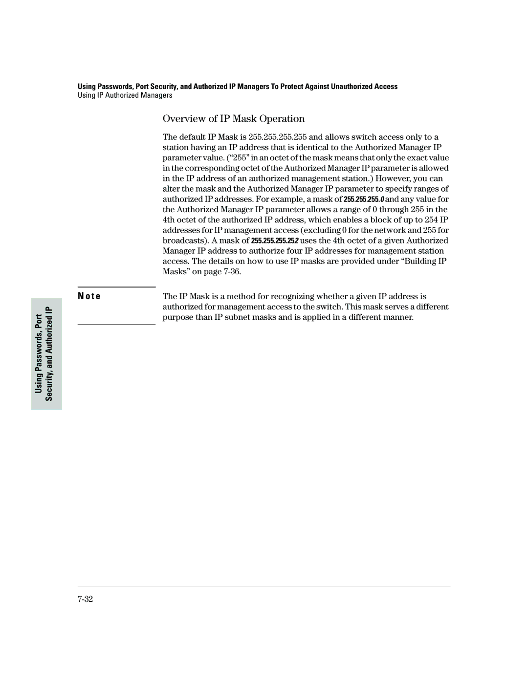 HP 2500 manual Overview of IP Mask Operation, Masks on 