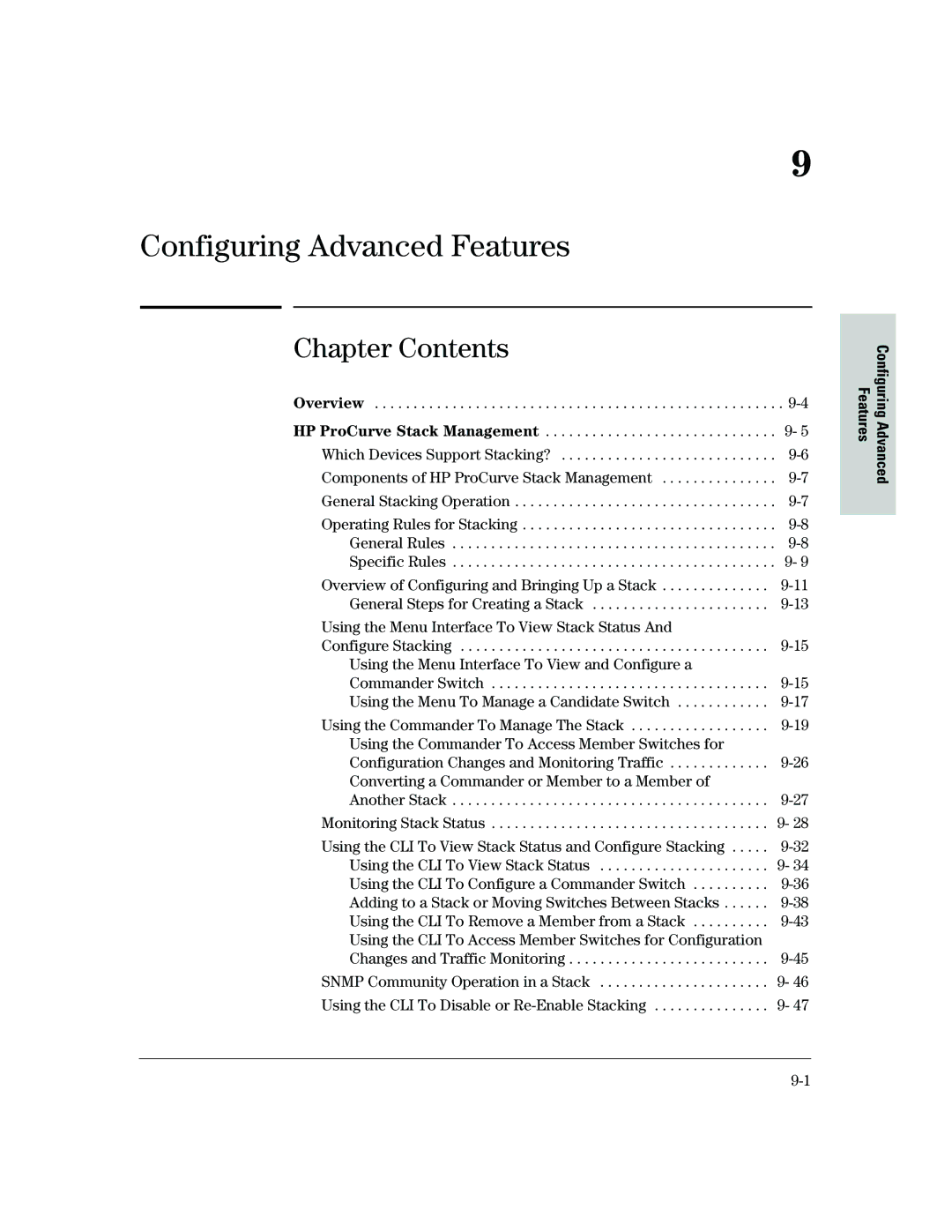 HP 2500 manual Using the CLI To View Stack Status and Configure Stacking, Features 