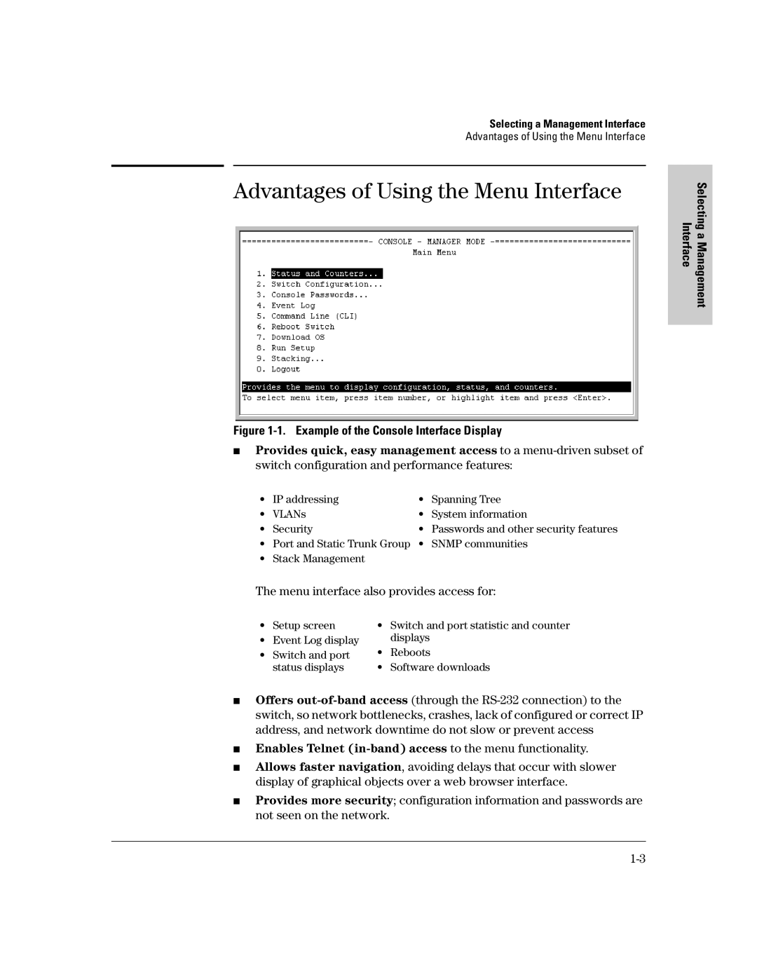 HP 2500 manual Advantages of Using the Menu Interface, Menu interface also provides access for 