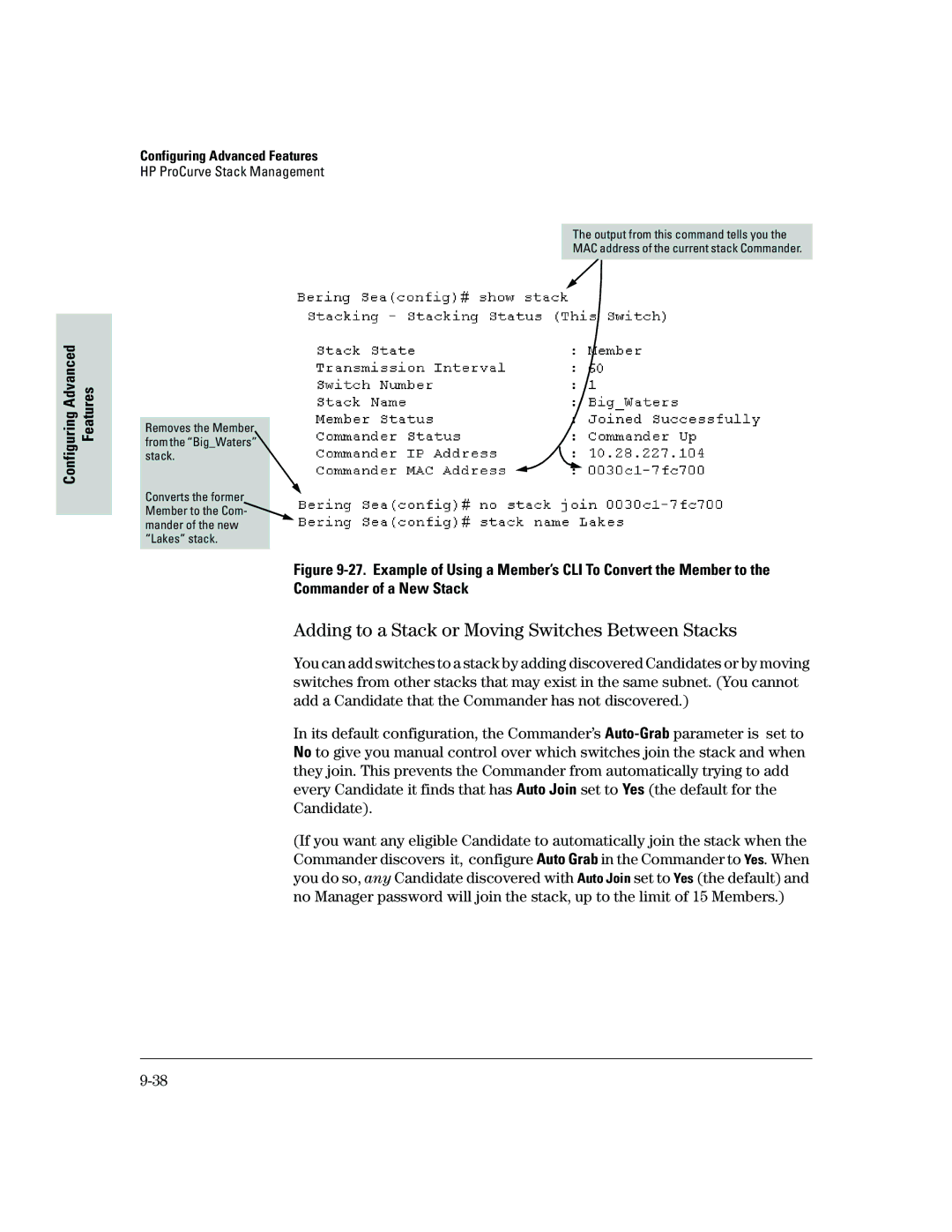 HP 2500 manual Adding to a Stack or Moving Switches Between Stacks 