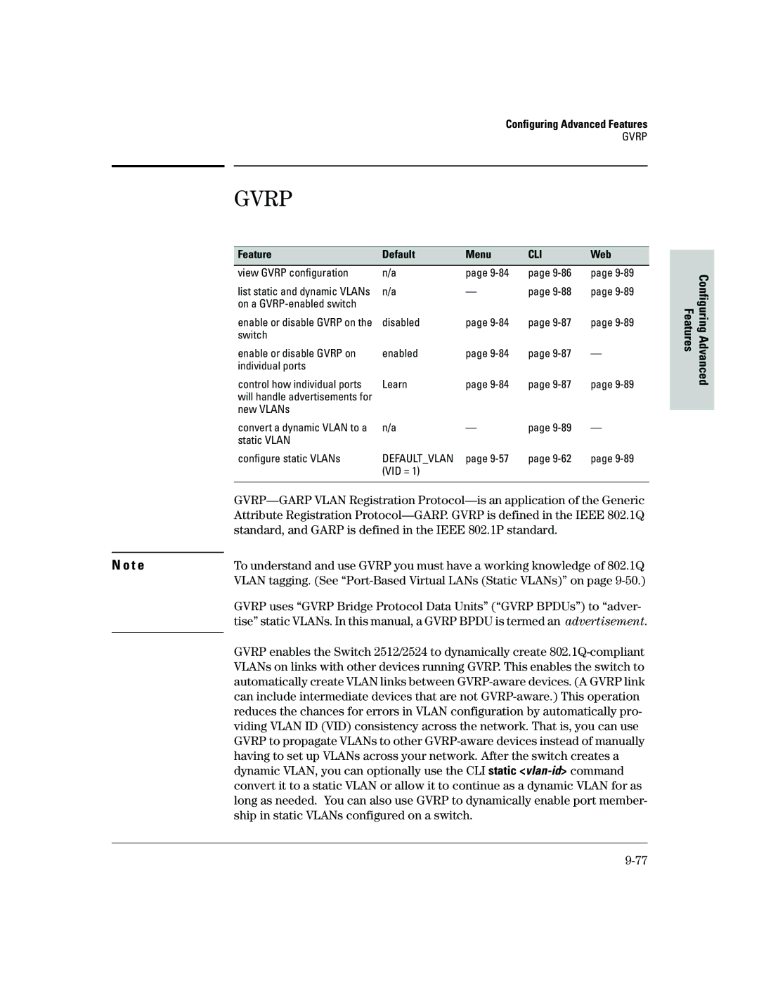 HP 2500 manual View Gvrp configuration, On a GVRP-enabled switch 