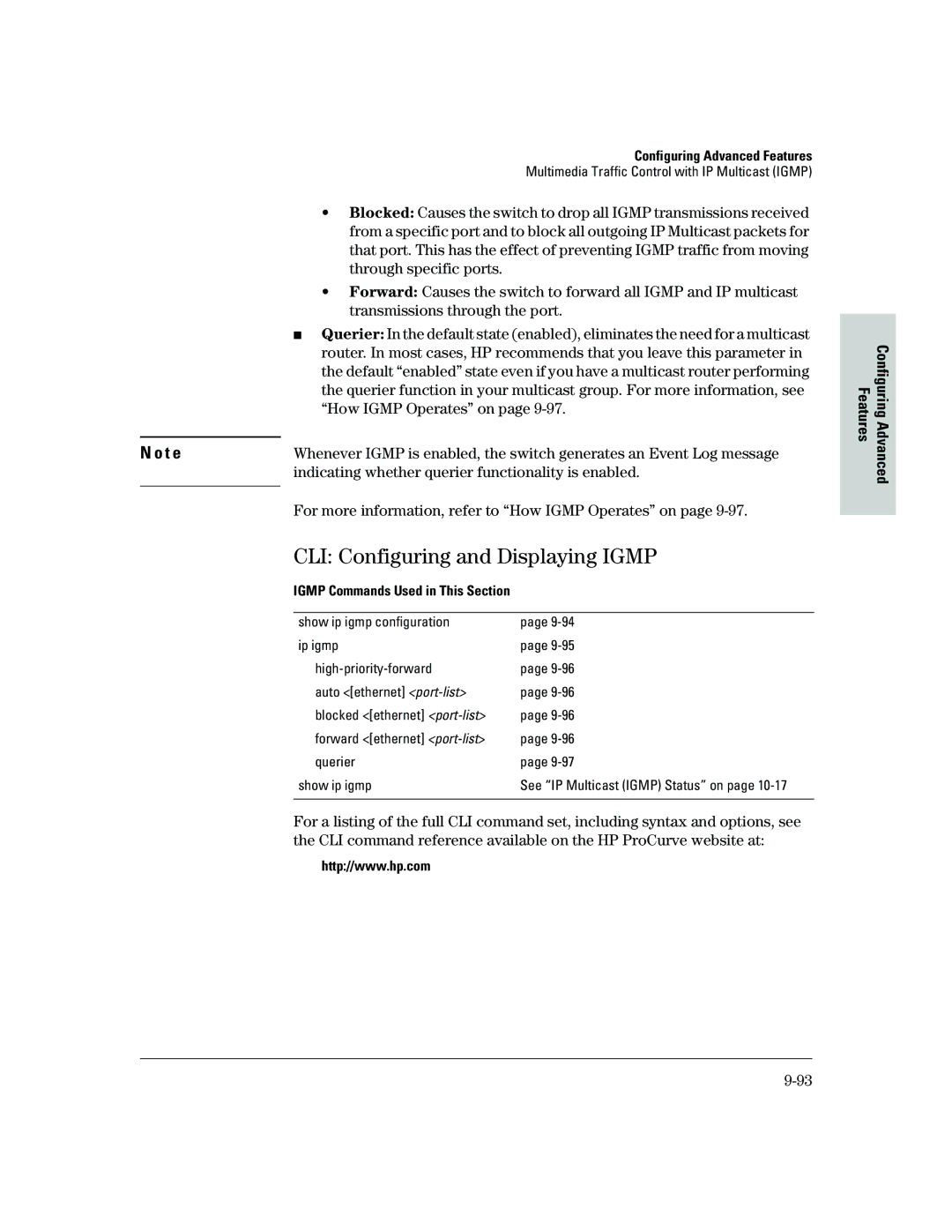 HP 2500 CLI Configuring and Displaying Igmp, How Igmp Operates on, Indicating whether querier functionality is enabled 