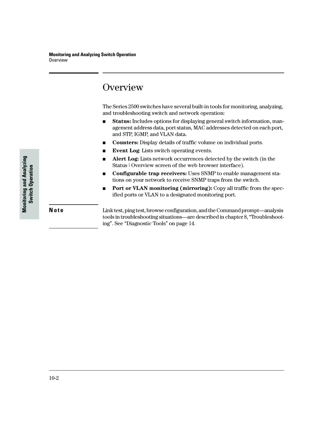 HP 2500 manual Analyzing Operation, Ing. See Diagnostic Tools on, 10-2 