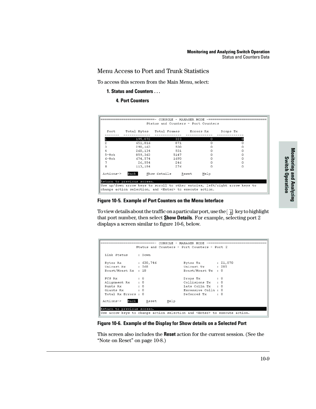 HP 2500 manual Menu Access to Port and Trunk Statistics, To access this screen from the Main Menu, select 