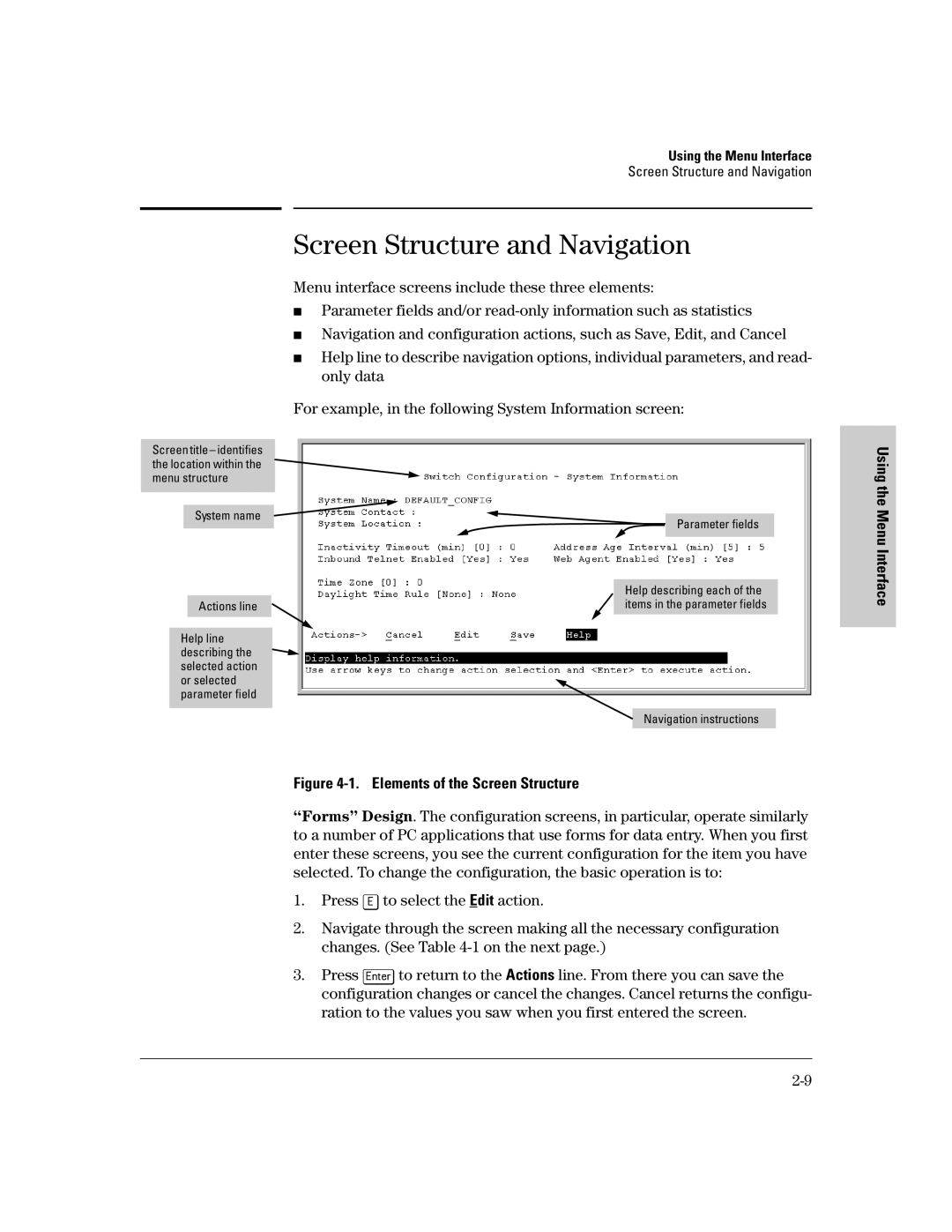 HP 2500 manual Screen Structure and Navigation 