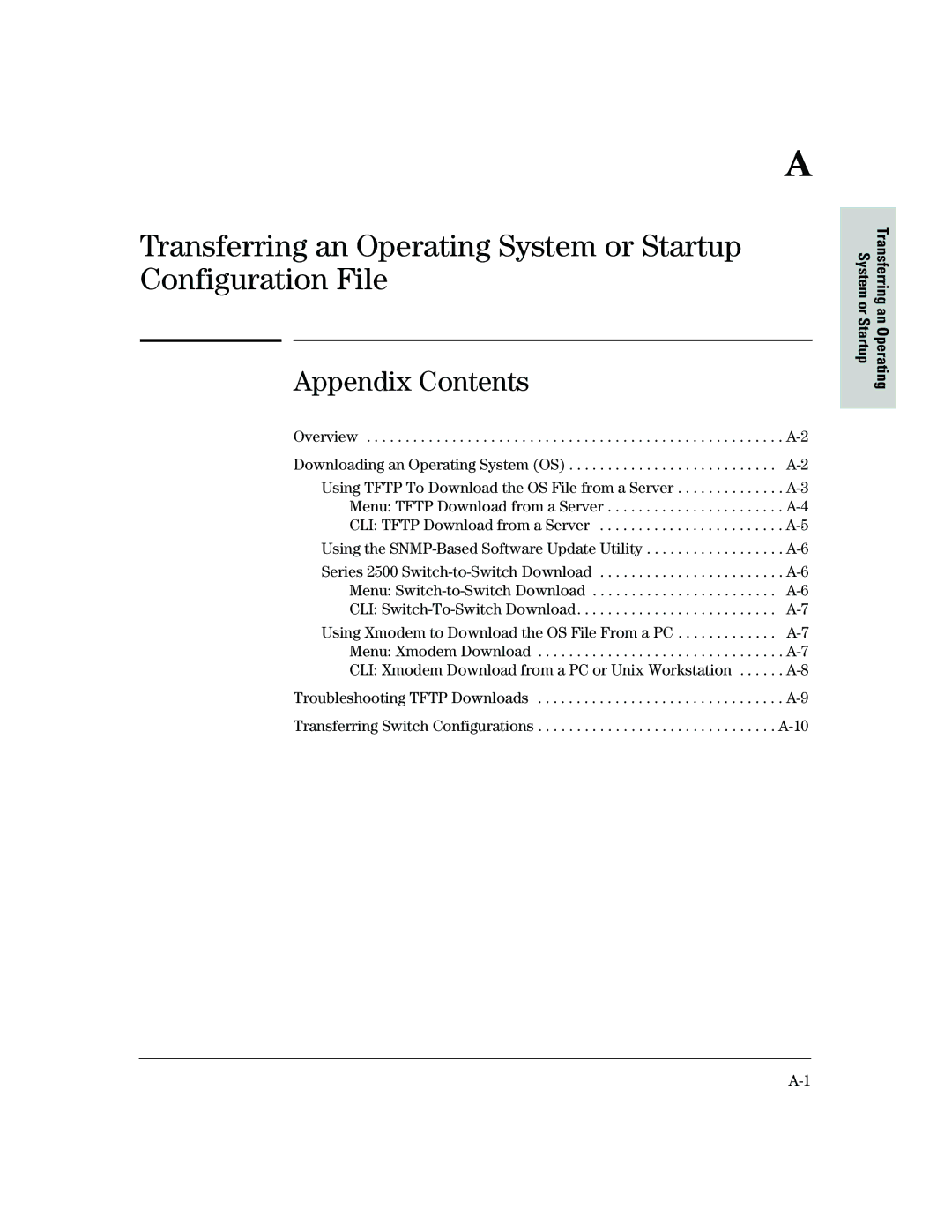 HP 2500 manual Appendix Contents 