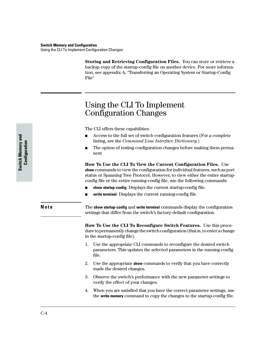 HP 2500 manual Using the CLI To Implement Configuration Changes 