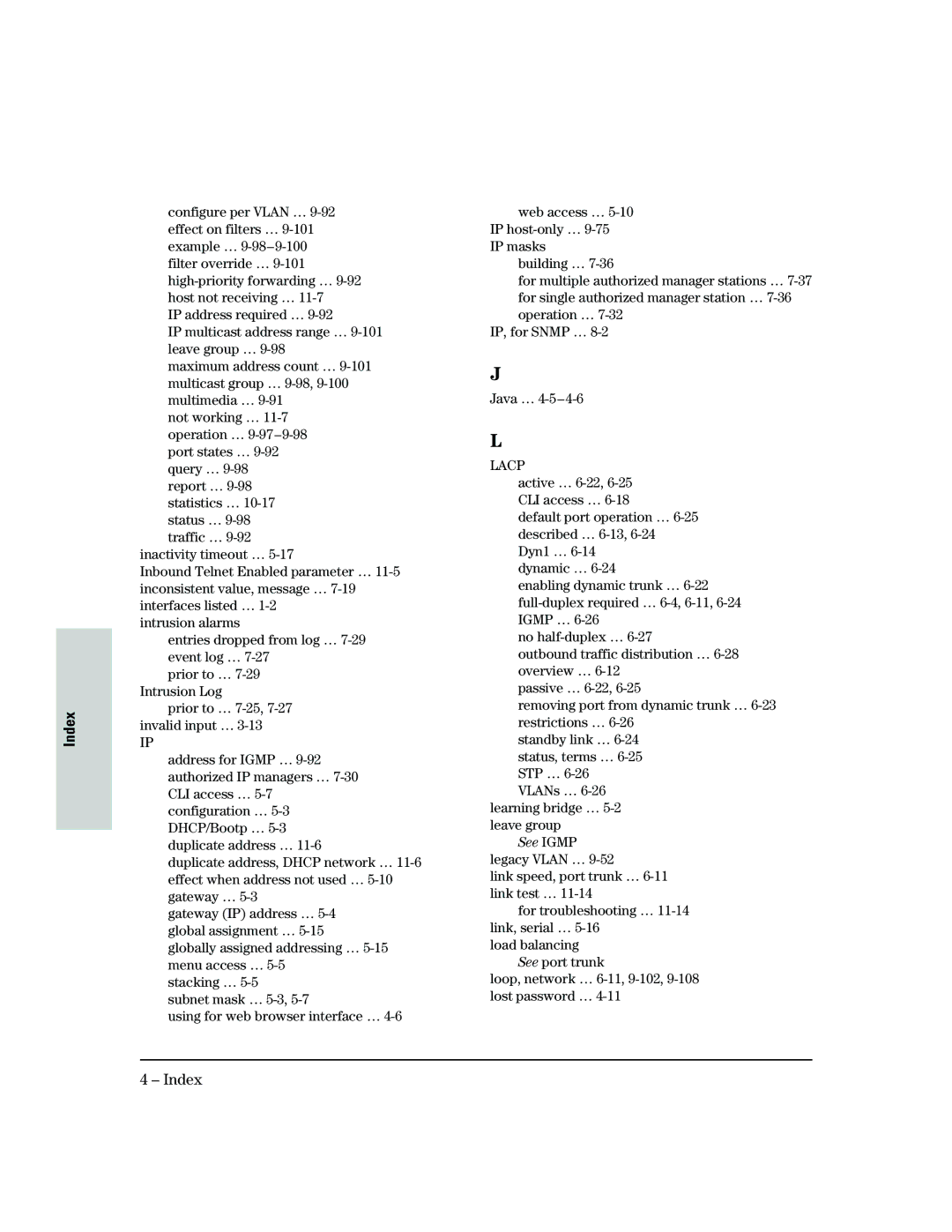 HP 2500 manual Lacp 