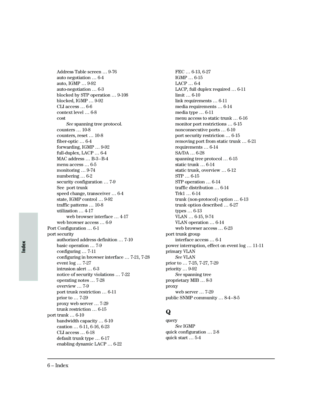 HP 2500 manual See Vlan 