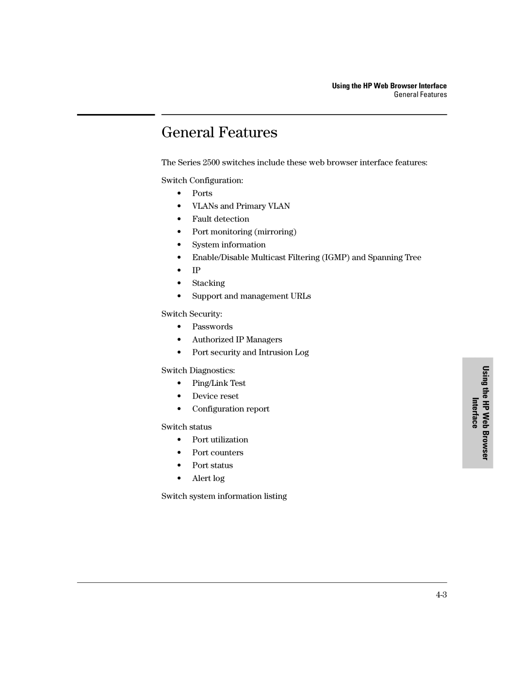 HP 2500 manual General Features 