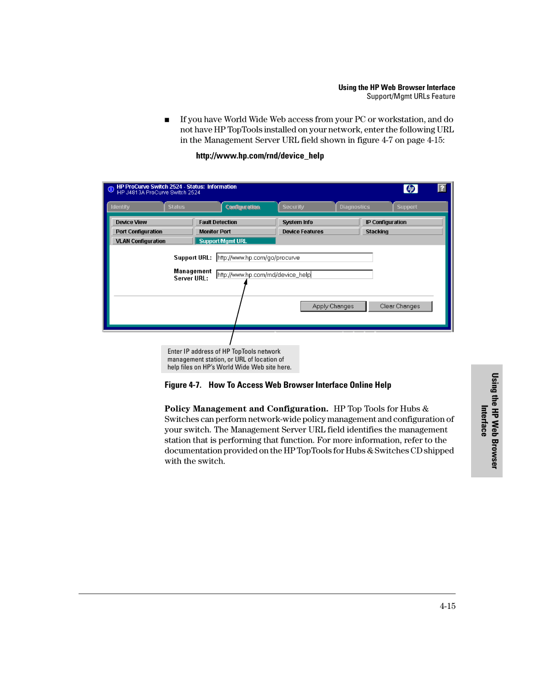 HP 2500 manual How To Access Web Browser Interface Online Help 