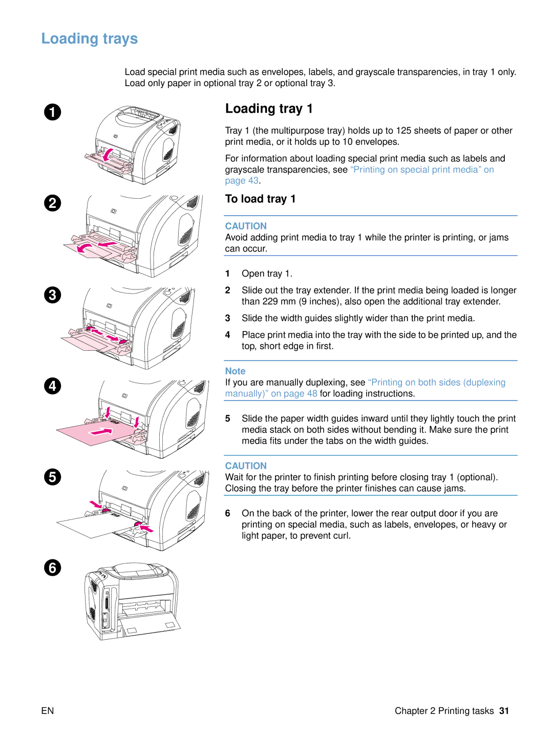 HP 2500 manual Loading trays, To load tray 