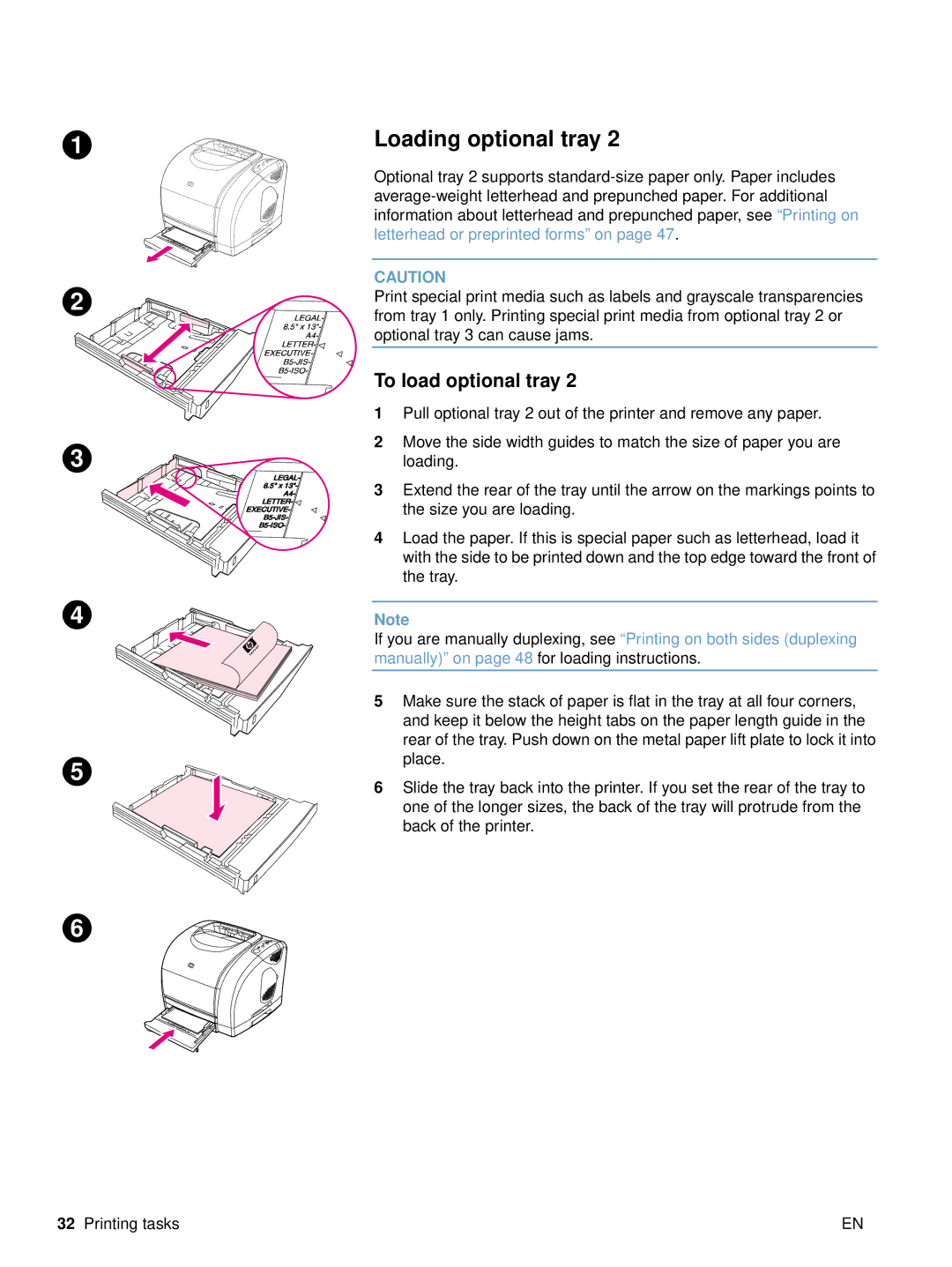 HP 2500 manual Loading optional tray, To load optional tray 