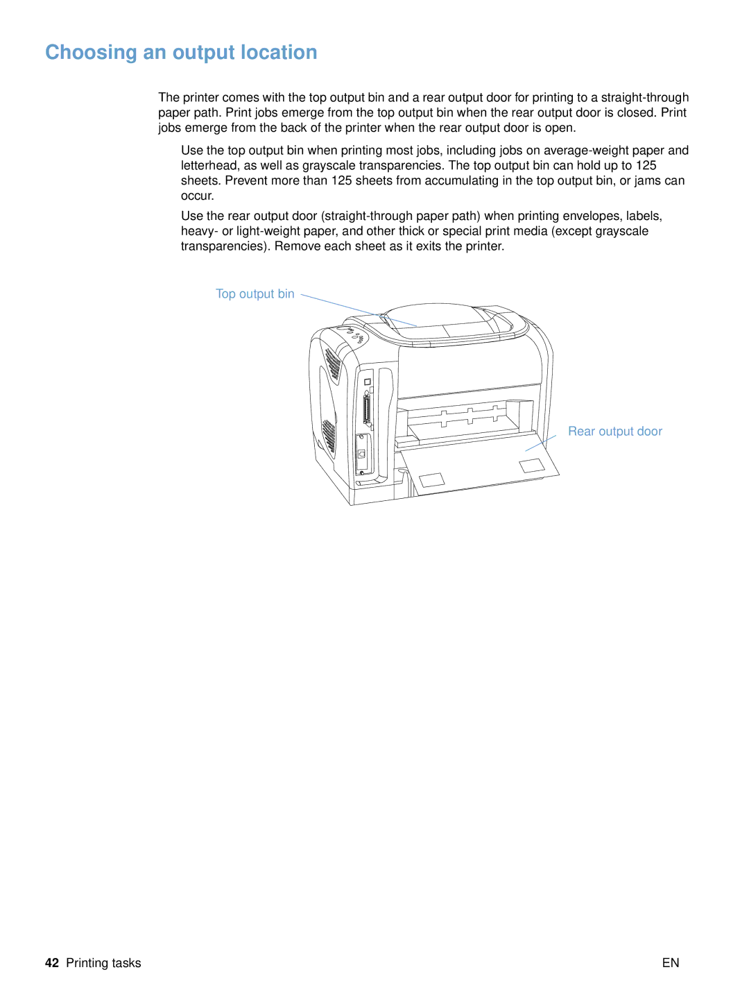 HP 2500 manual Choosing an output location 