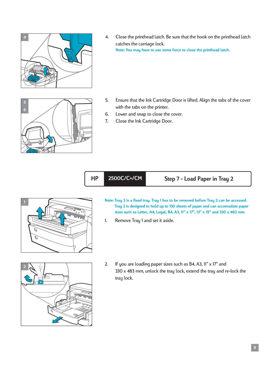 HP 2500CM manual Load Paper in Tray 