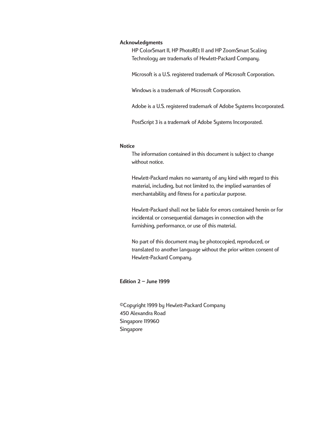 HP 2500CM manual Acknowledgments, Edition 2 Ð June 