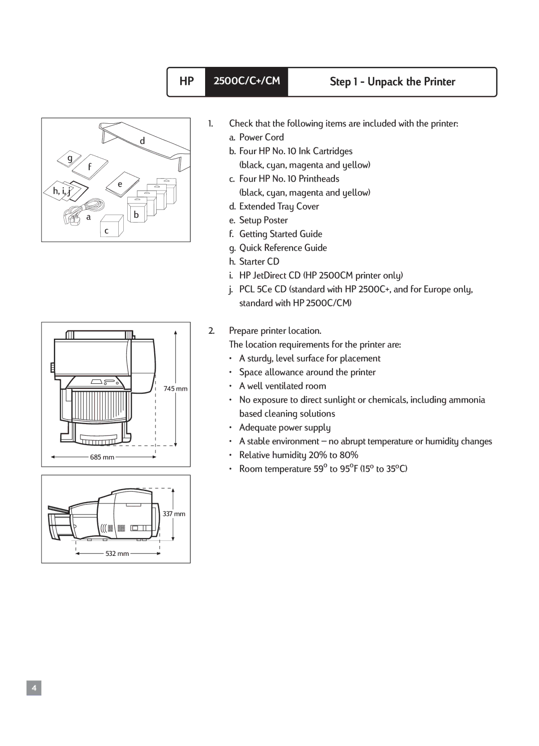 HP Setup Poster, Starter CD HP JetDirect CD HP 2500CM printer only, Standard with HP 2500C/CM, Based cleaning solutions 