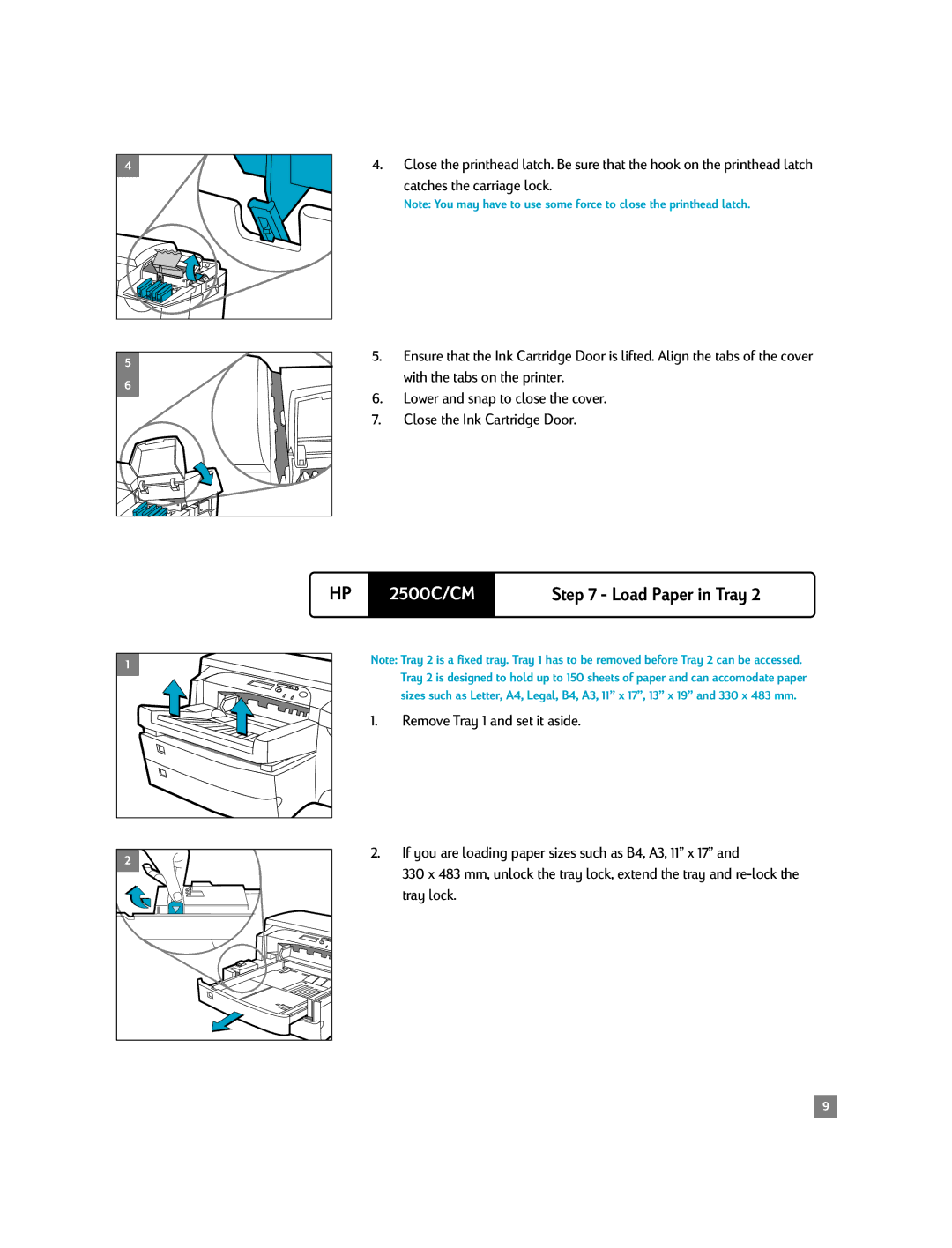 HP 2500C/CM manual Load Paper in Tray 