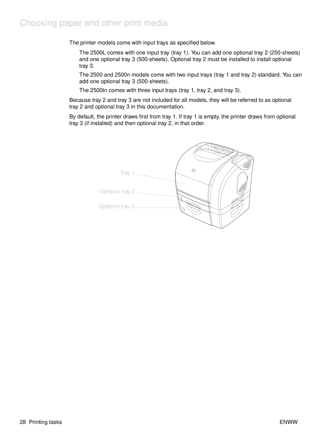 HP 2500n, 2500tn, 2500L manual Choosing paper and other print media 