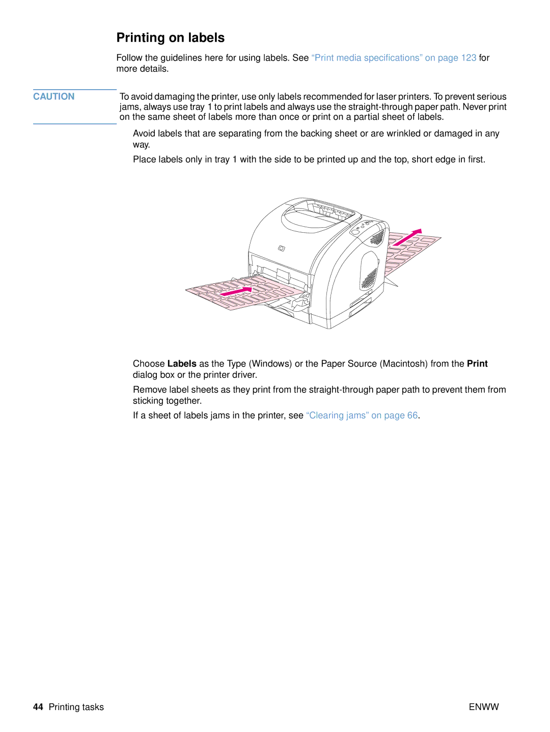 HP 2500n, 2500tn, 2500L manual Printing on labels, More details 